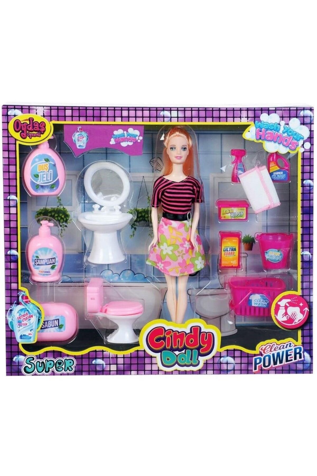 TimeStart CİNDY DOLL LAVABO TEMİZLK SETLİ BEBEK