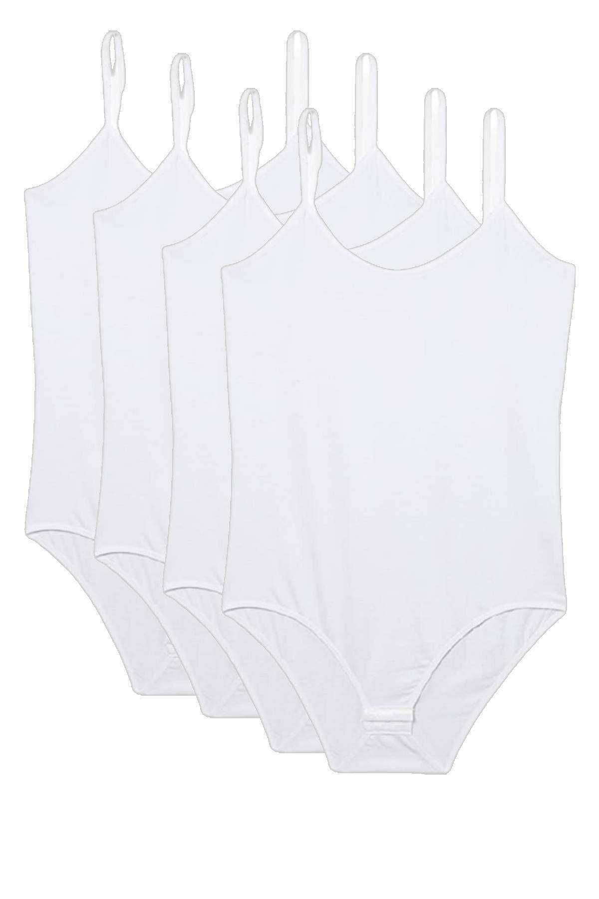 Shop58 4 Adet İp Askılı Kadın Çıtçıtlı Body Beyaz