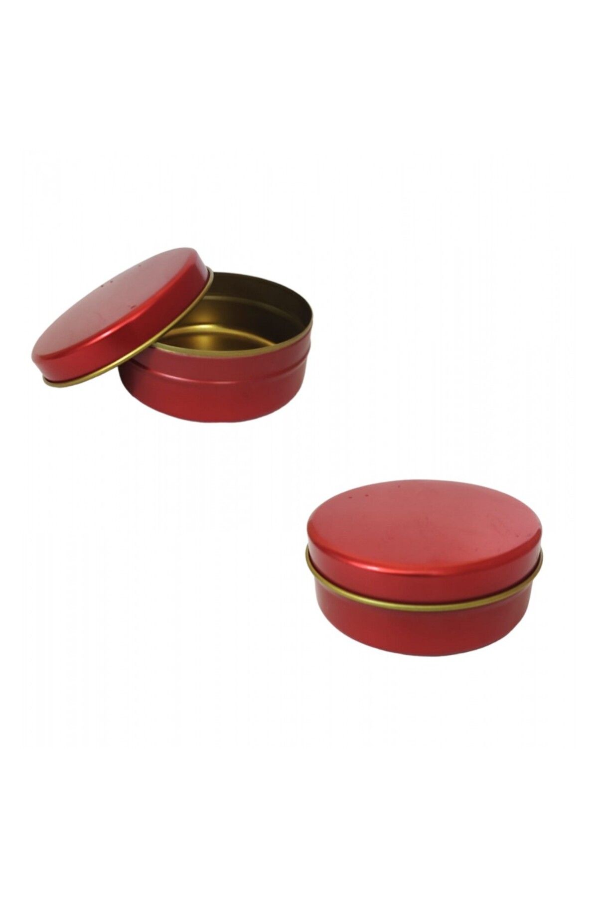 2Ehobitasarım Yılbaşı Kırmızı Metal Kutu 7 x 3cm 25Adet Mum Kavanozu Mum Kalıbı Sabun Kutusu Ambalaj Hediye Kutusu
