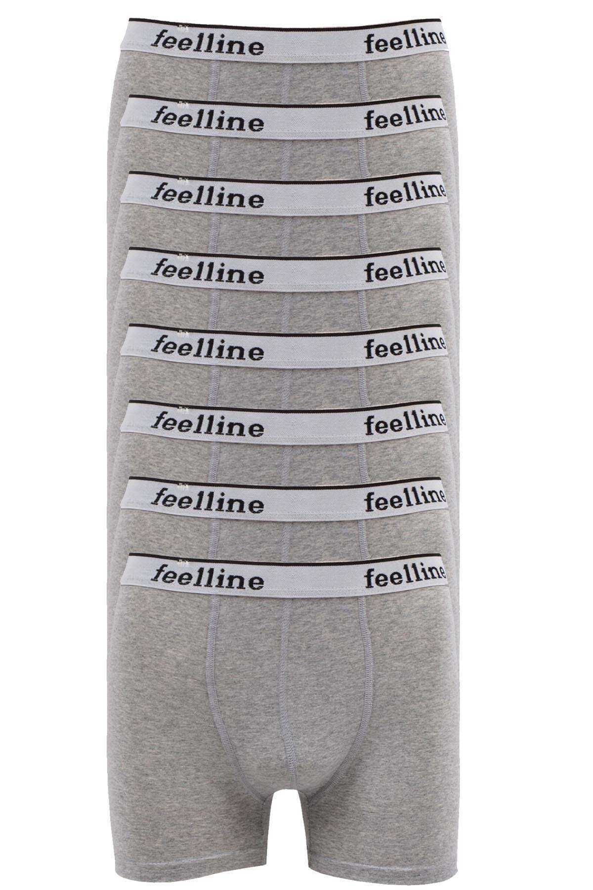 Shop58 8 adet Feelline Gri Pamuklu Doğal Likralı Erkek Boxer