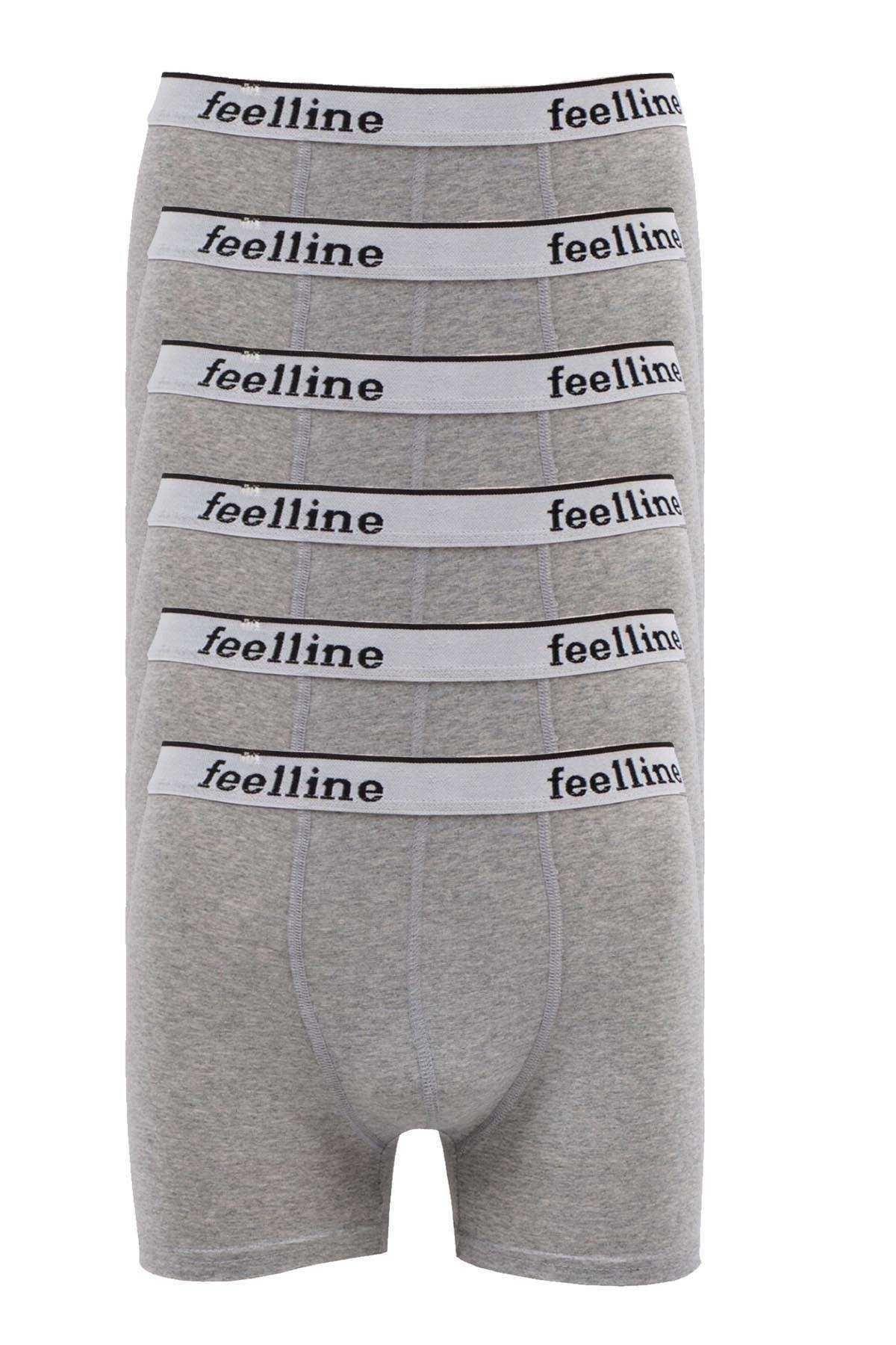 Shop58 6 adet Feelline Gri Pamuklu Doğal Likralı Erkek Boxer
