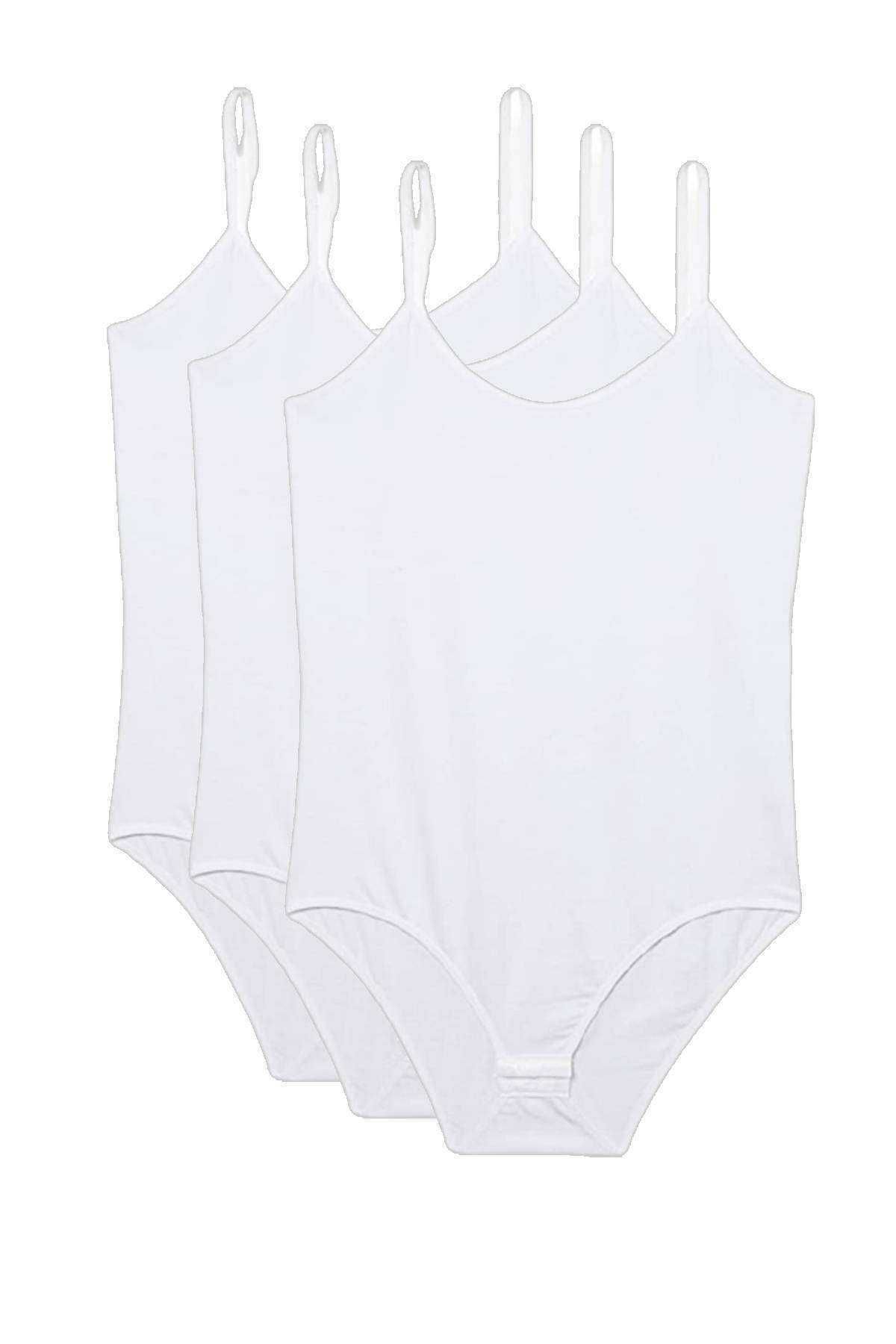 Shop58 3 Adet İp Askılı Kadın Çıtçıtlı Body Beyaz