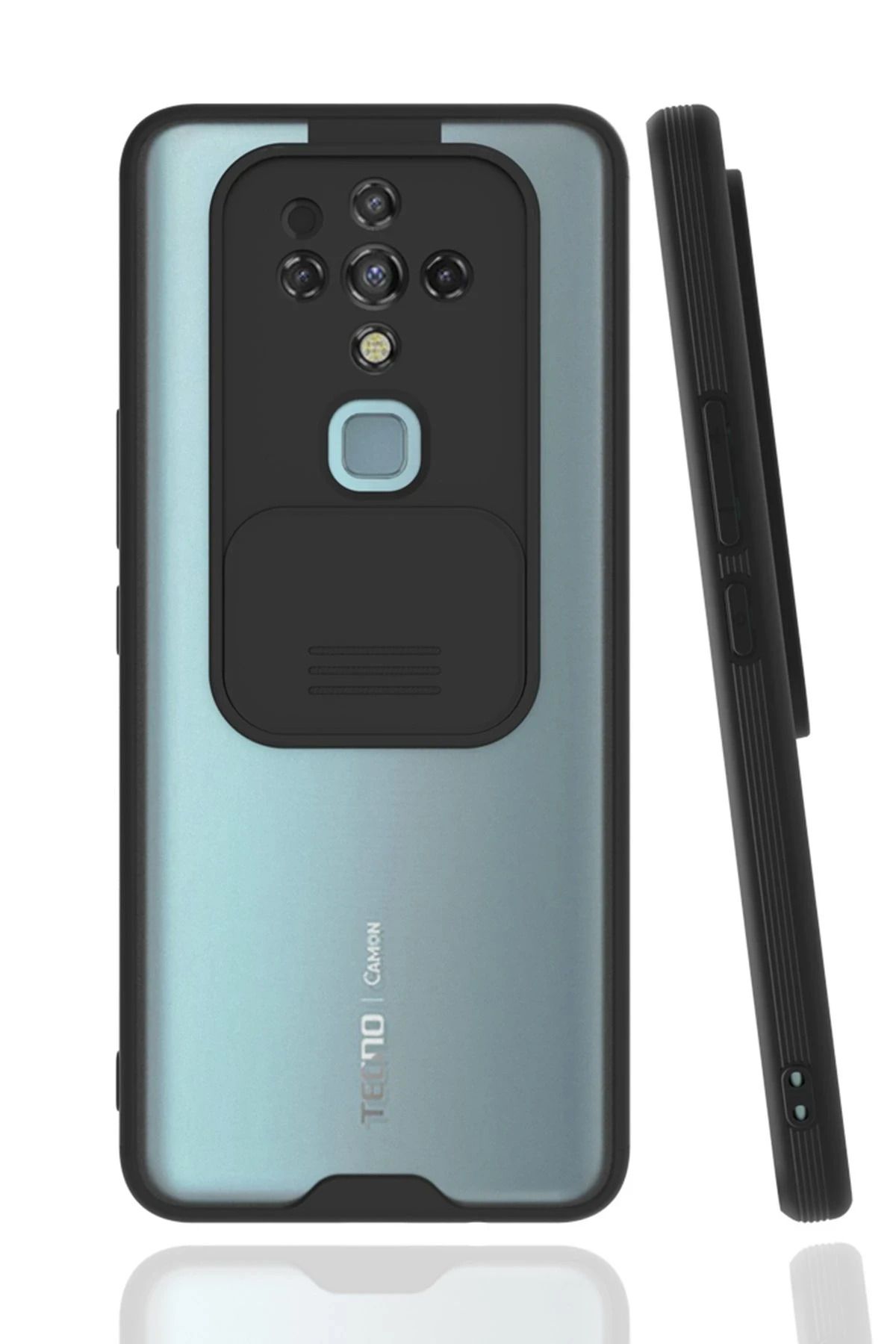 NewFace Tecno Camon 16 Kılıf Platin Kamera Koruma Silikon - Siyah WLZOR