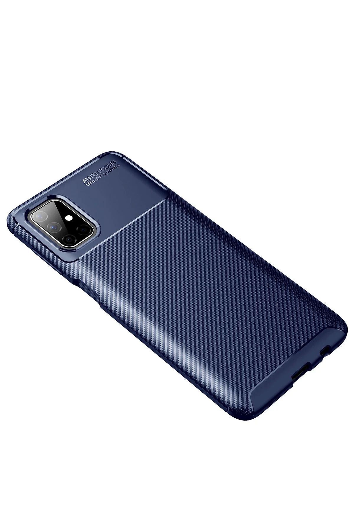 NewFace Samsung Galaxy M51 Kılıf Auto Focus Karbon Kapak - Lacivert WLZOR