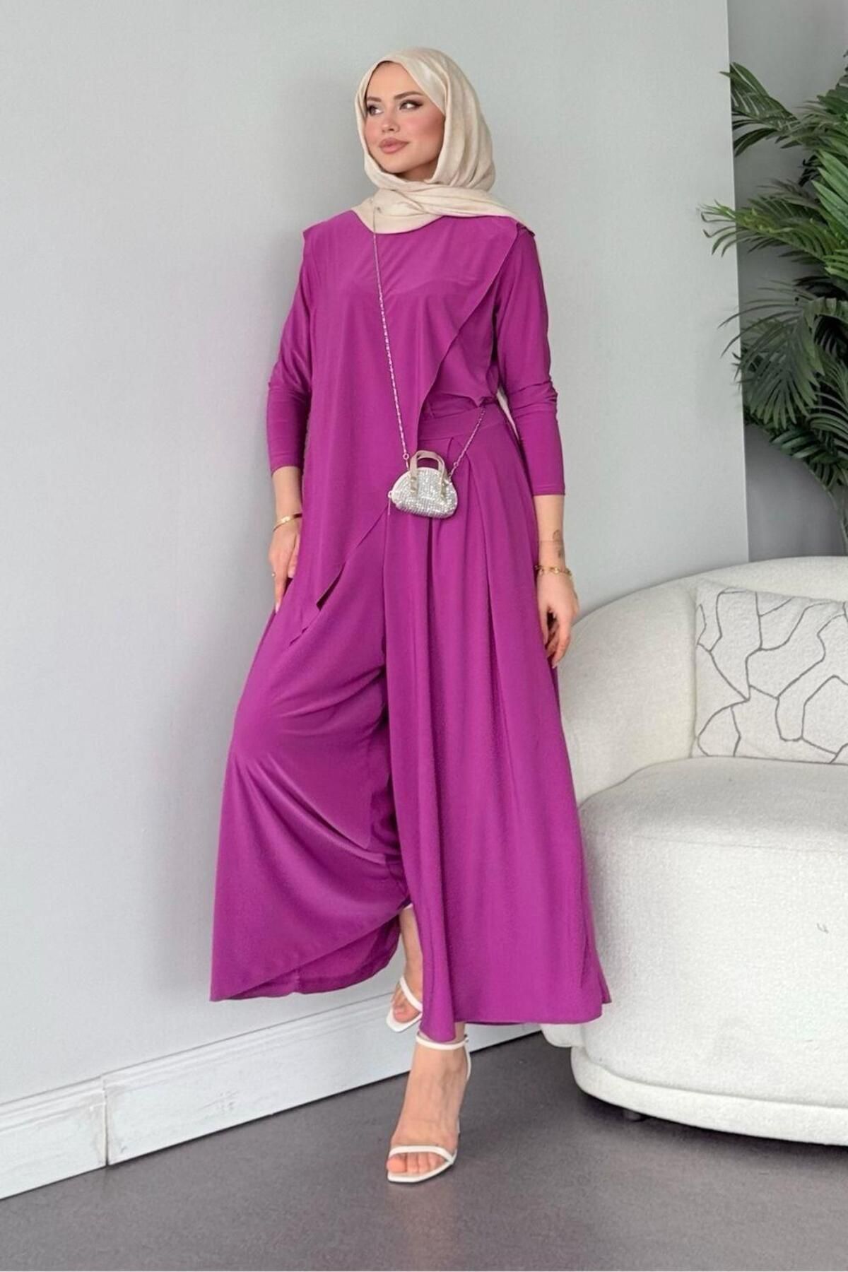 Şulemoda Giyim Katar Sandy takım Mürdüm