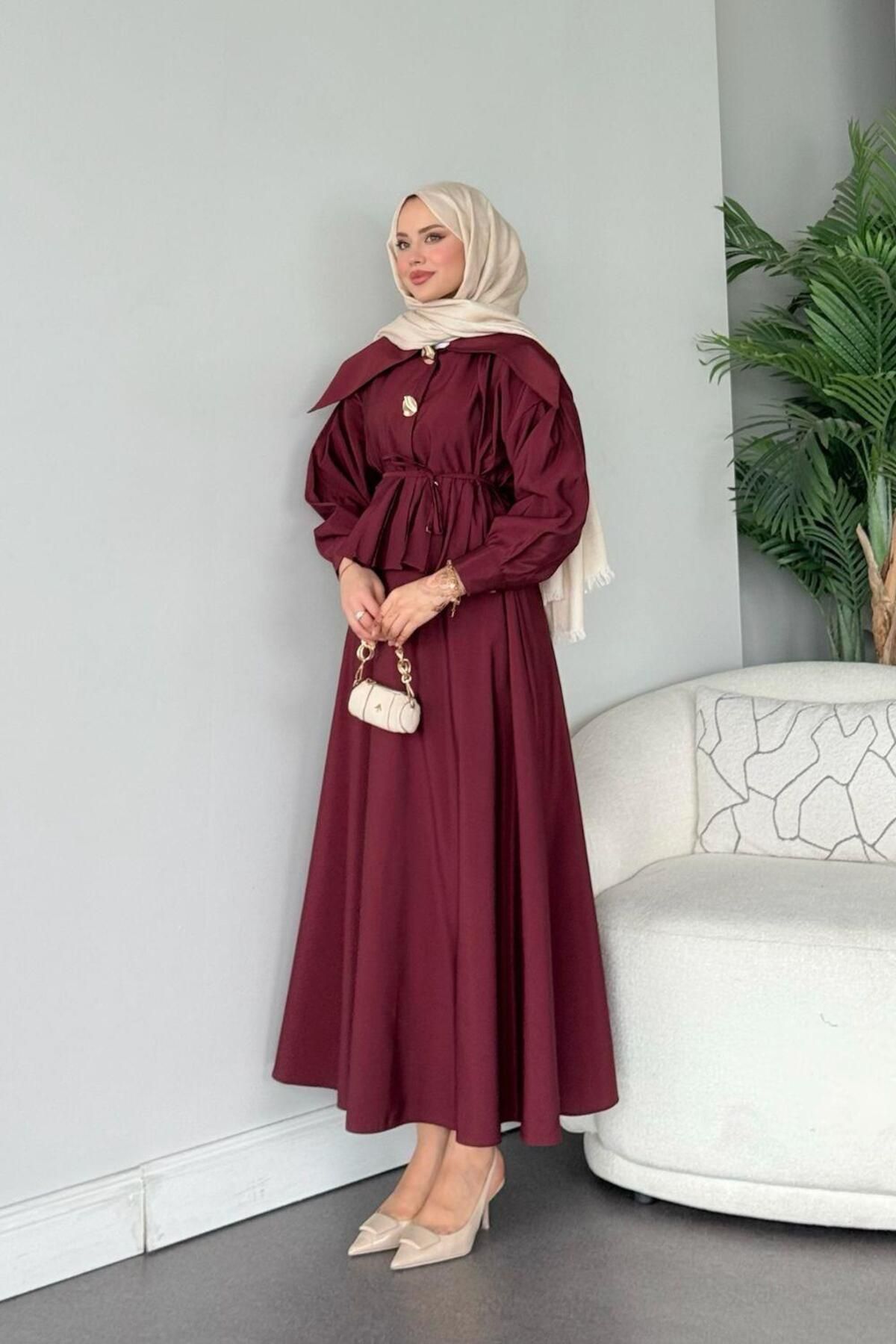 Şulemoda Giyim Vakkos Etekli Takım Bordo