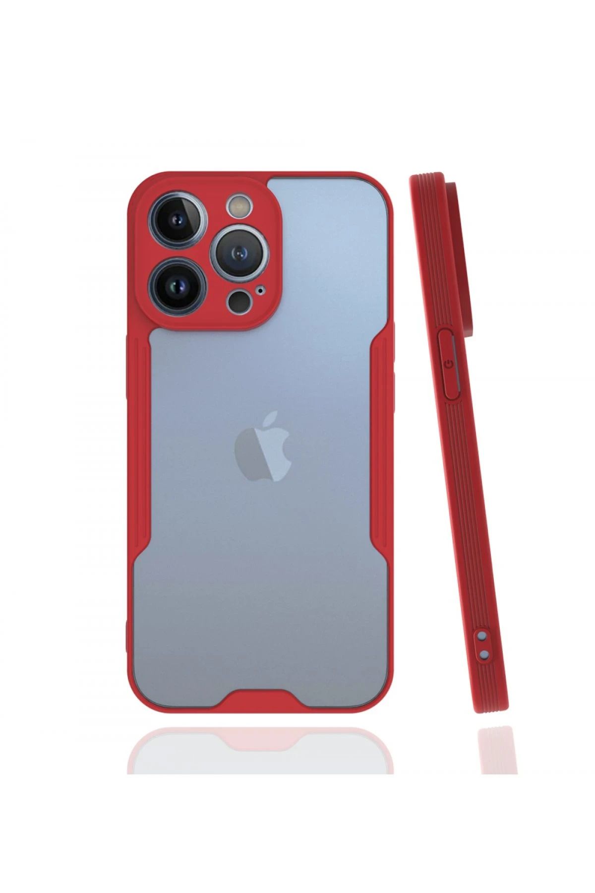 NewFace iPhone 13 Pro Max Kılıf Platin Silikon - Kırmızı FLKRY
