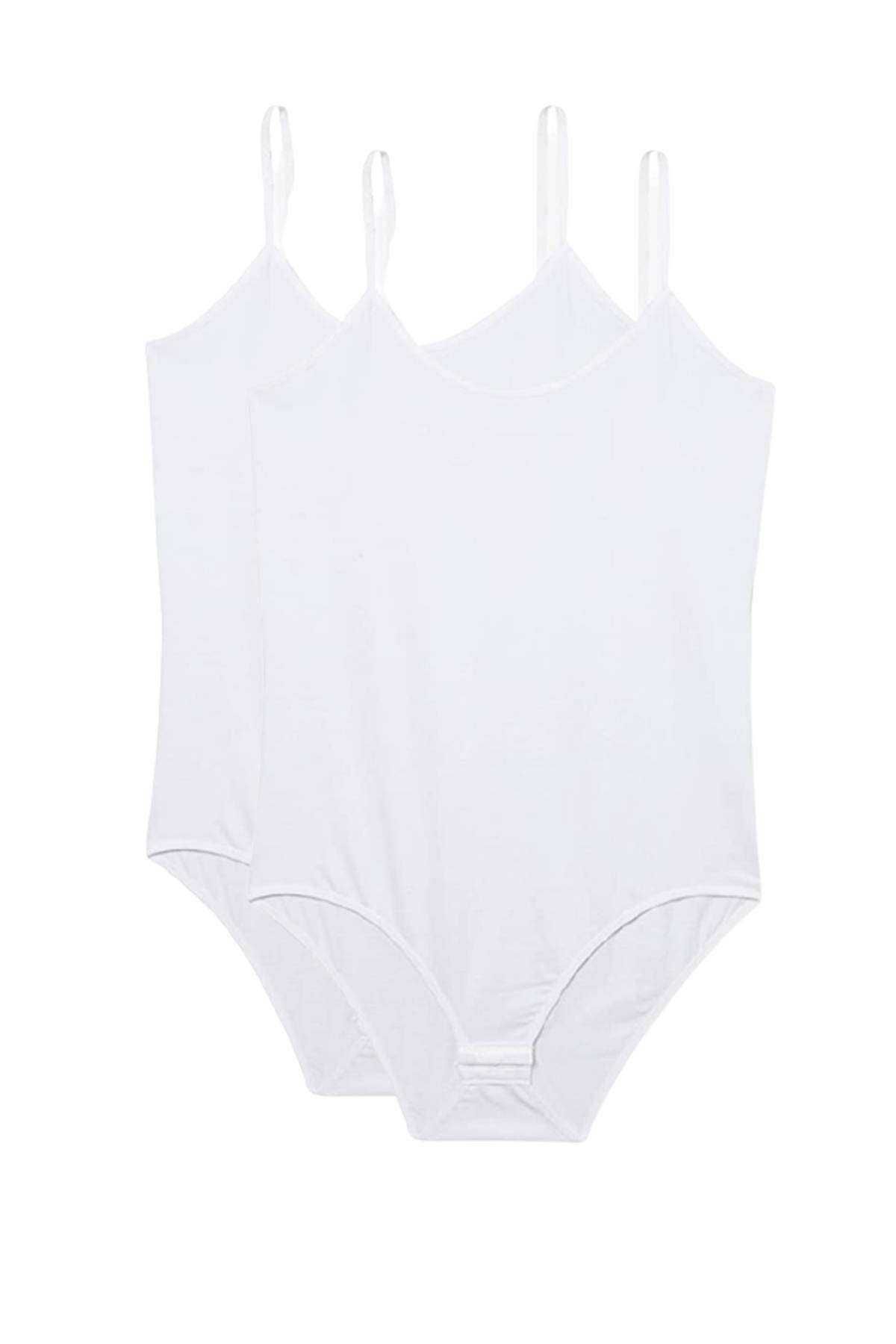 Shop58 2 Adet İp Askılı Kadın Çıtçıtlı Body Beyaz