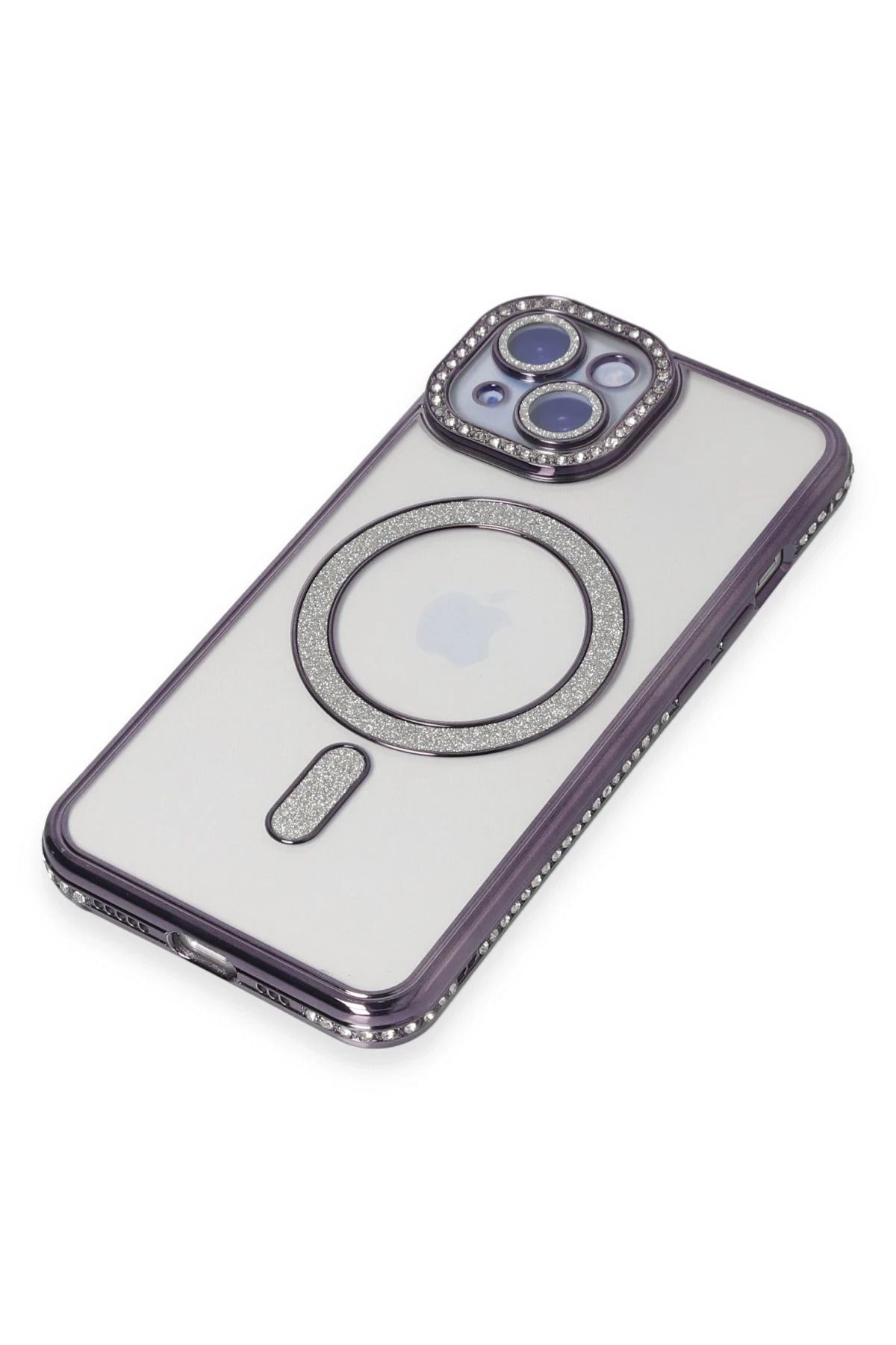 NewFace iPhone 14 Kılıf Joke Simli Magneticsafe Kılıf - Derin Mor WLZOR