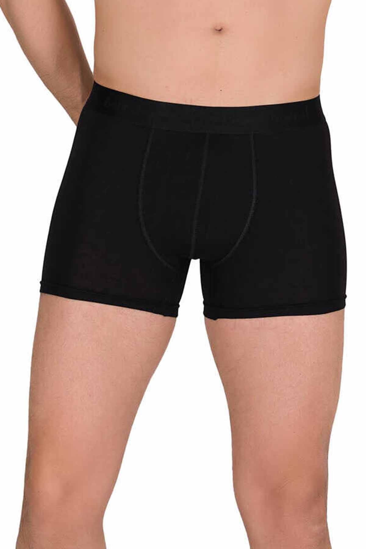 Shop58 Pamuk Modal Likralı Esnek Erkek Boxer Siyah 4476B