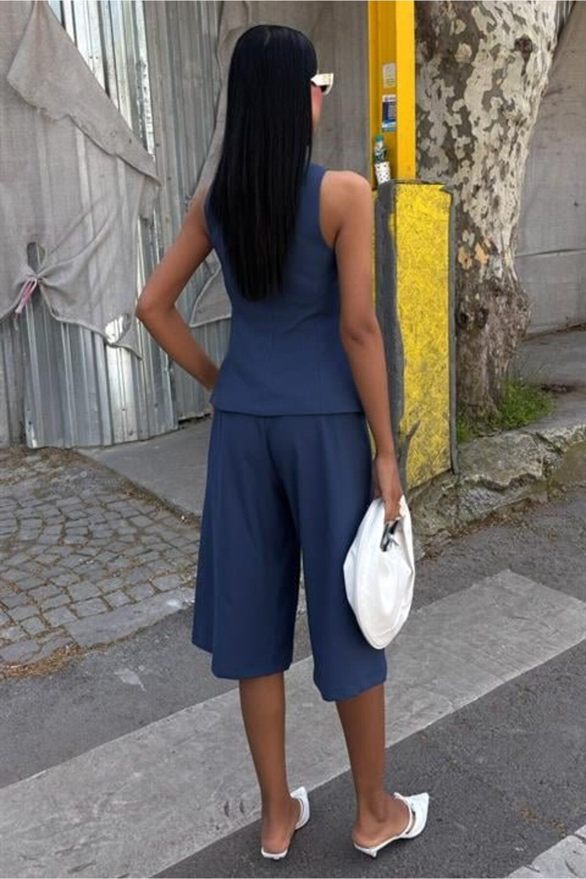 TUA MODA-Tua Moda Viscon Suit with Midi Shorts and Vest 10167 7