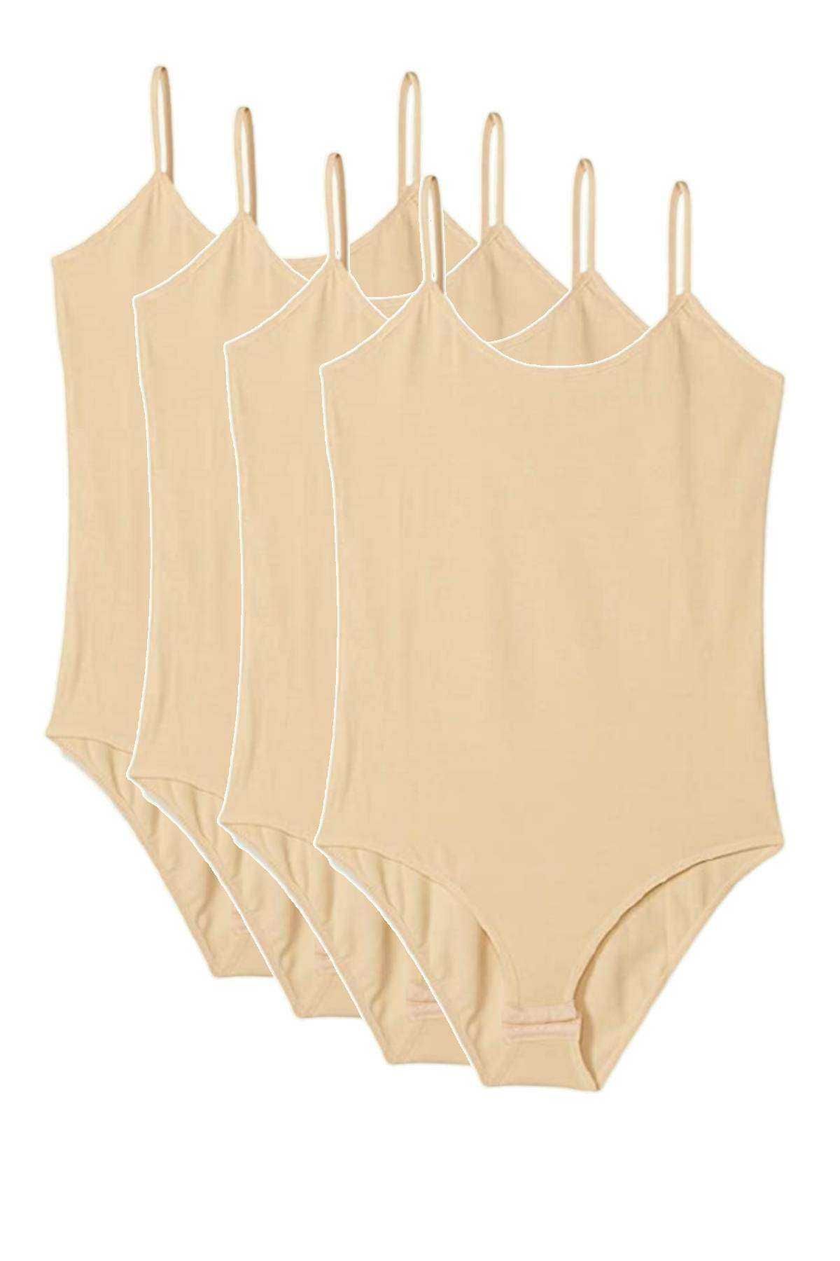 Shop58 4 Adet İp Askılı Kadın Çıtçıtlı Body Ten