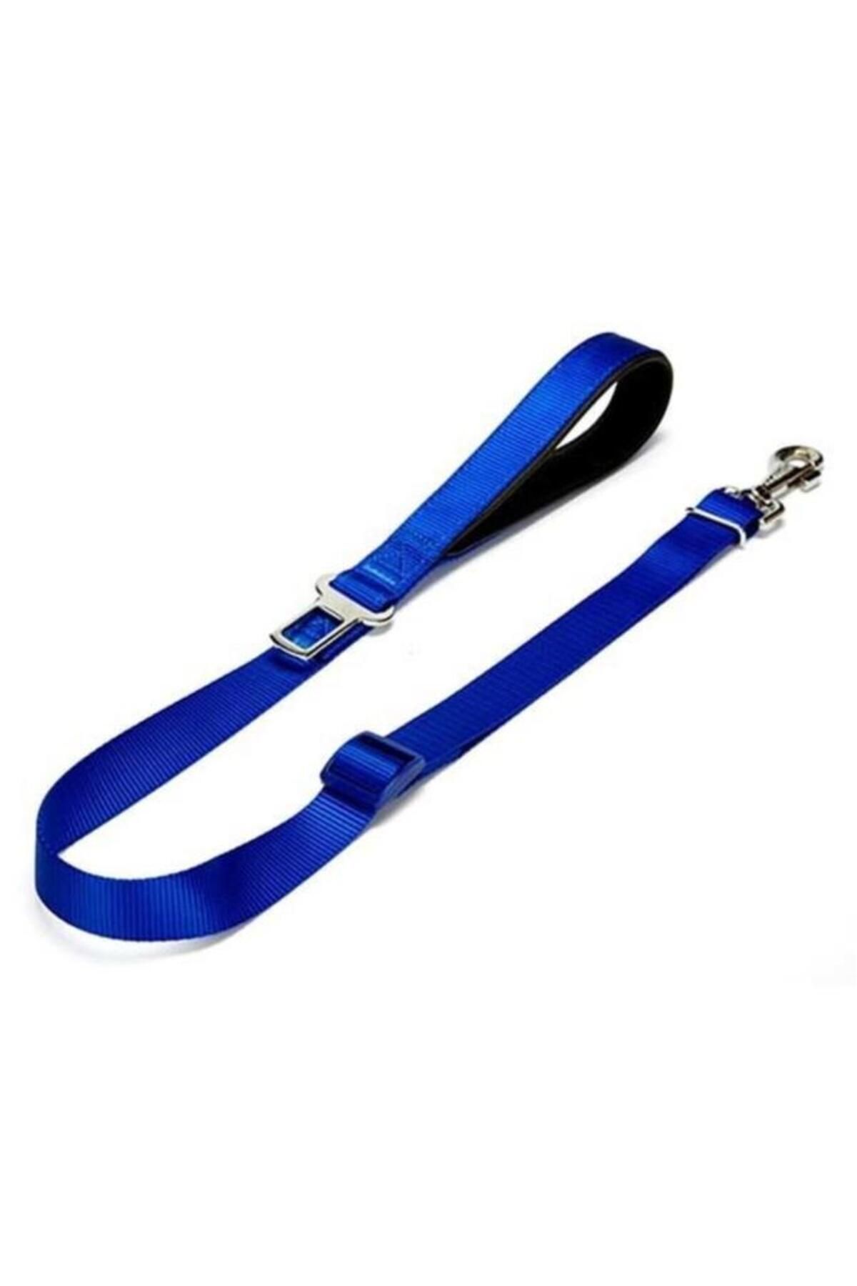 O Dog Doggie Dokuma Emniyet Kemerli Köpek Gezdirme Tasma Aparatı Medium Mavi 2.5x80-120 Cm