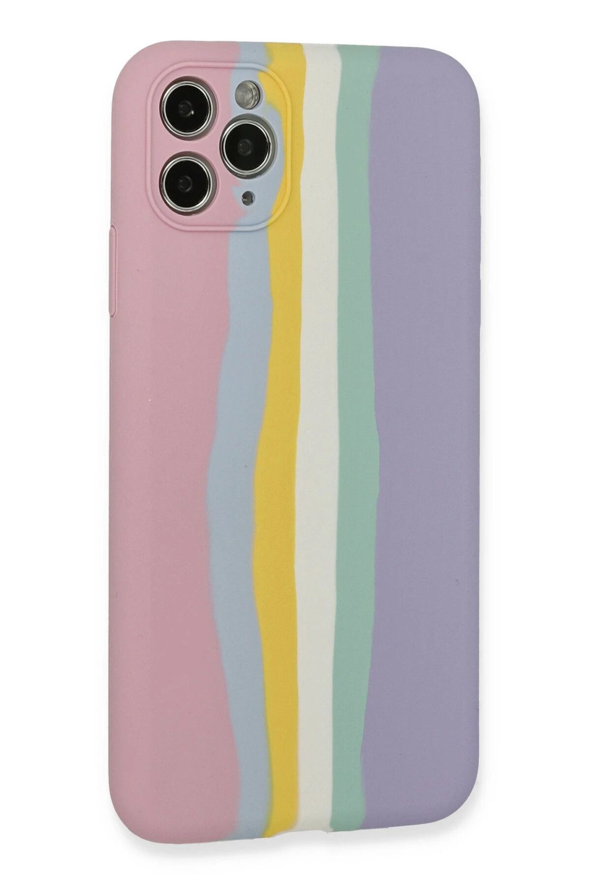 NewFace iPhone 11 Pro Kılıf Ebruli Lansman Silikon - Pembe-Lila SVLRS