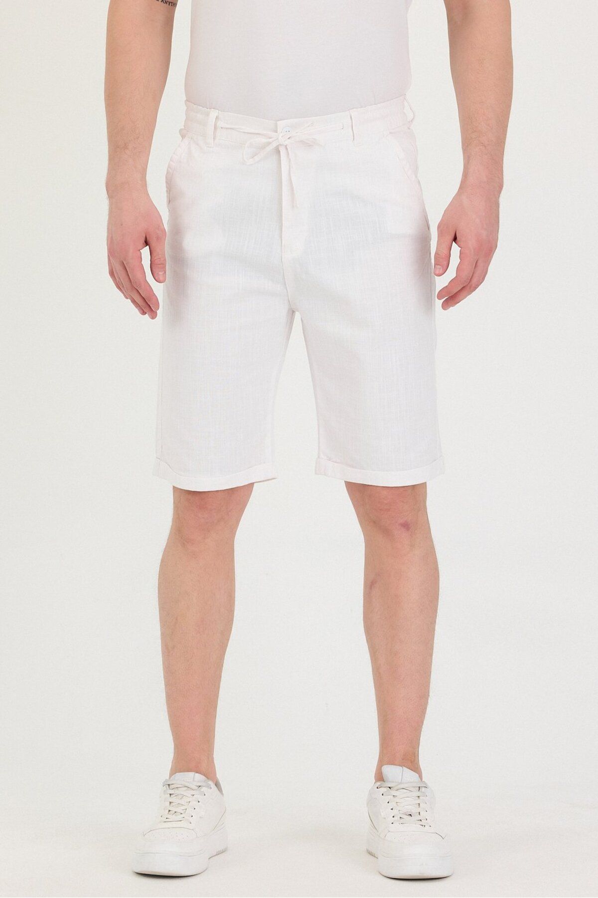 twentyfive25 Erkek Slim Fit Keten Chino Şort