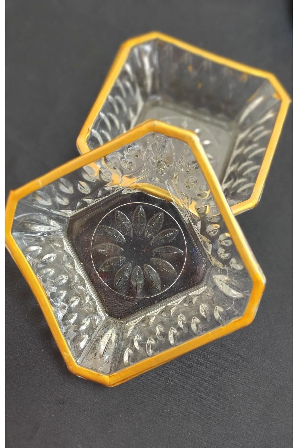 Shop58 Eylül 6'lı Cam Yaldızlı Kare Lokumluk Sosluk Royaleks-81088