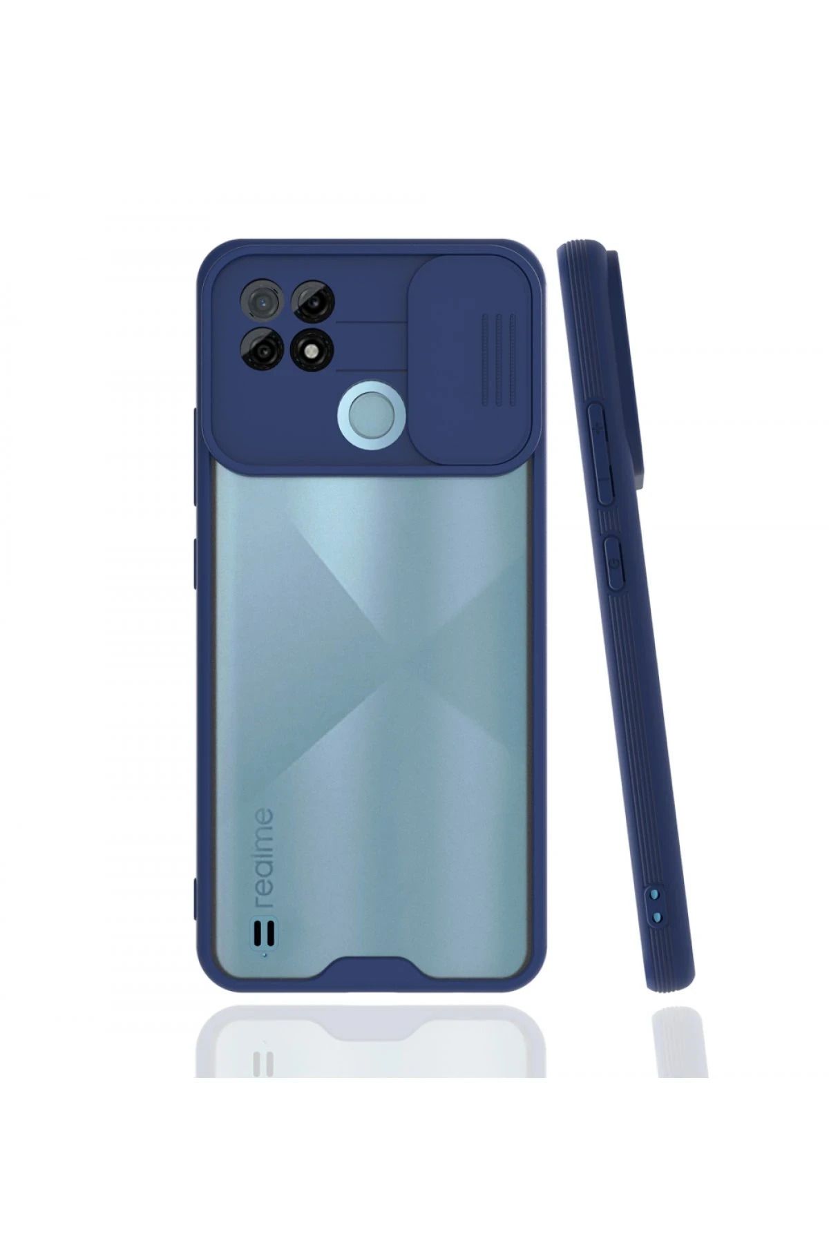 NewFace Realme C21 Kılıf Platin Kamera Koruma Silikon - Lacivert SVLRS