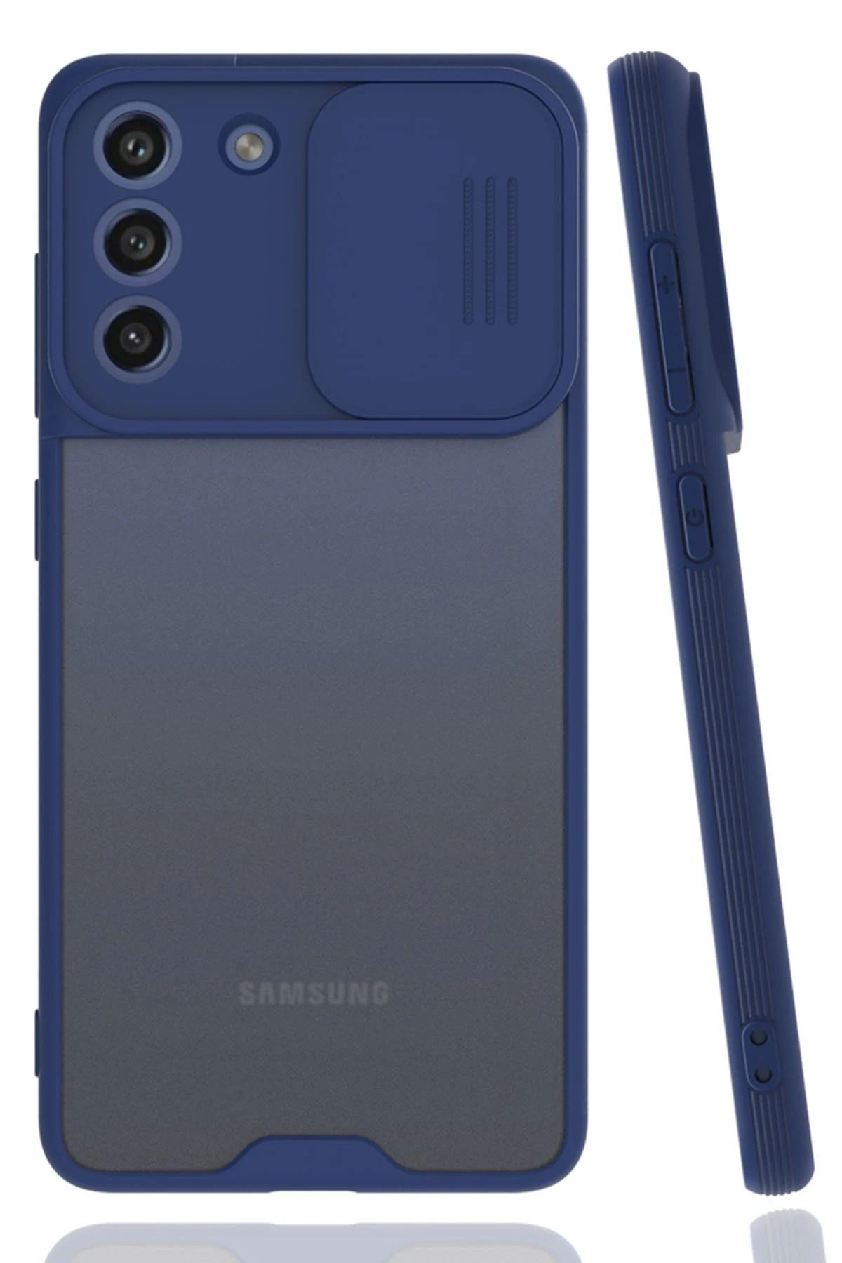 NewFace Samsung Galaxy S21 FE Kılıf Platin Kamera Koruma Silikon - Lacivert SVLRS