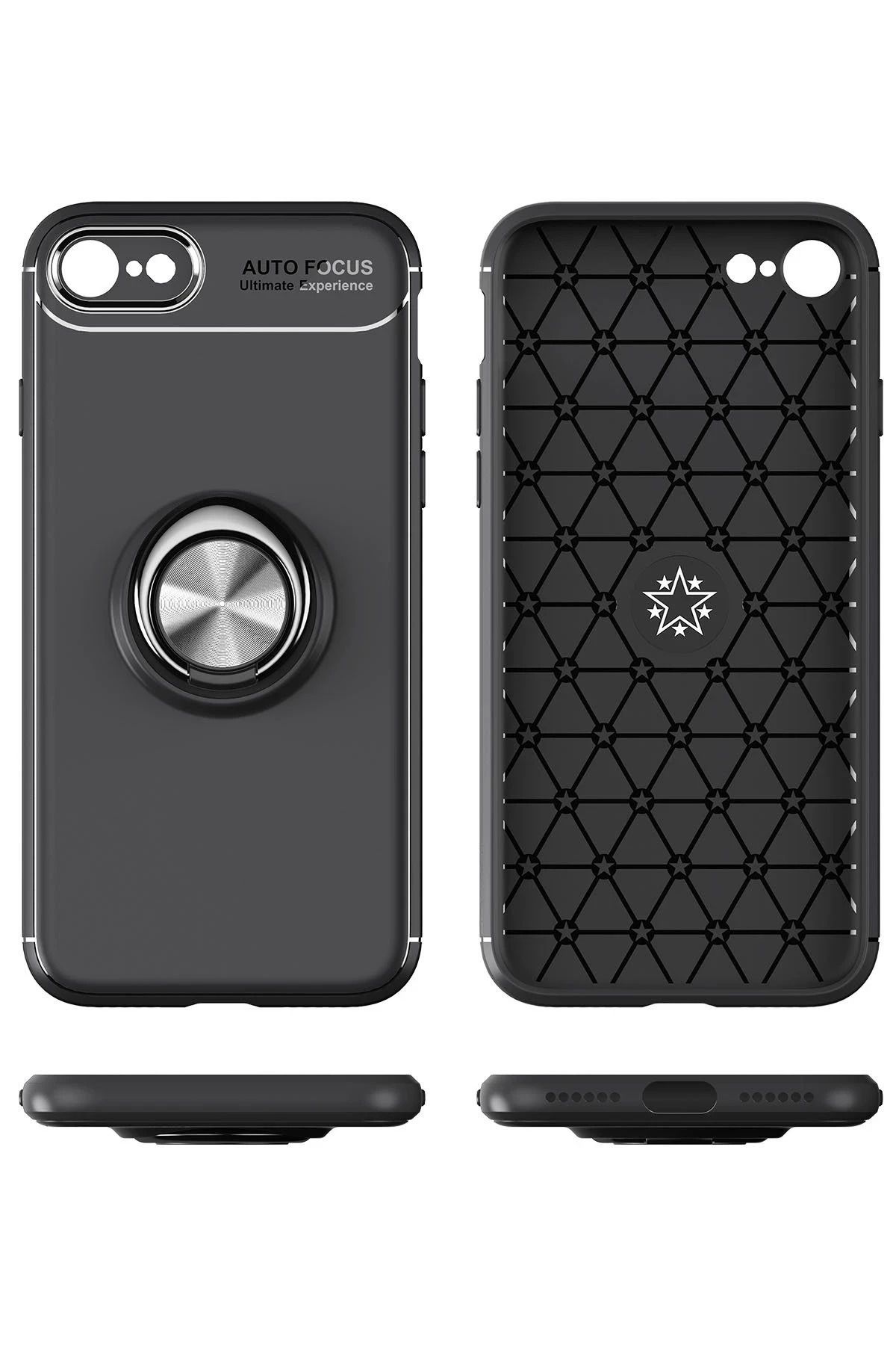 NewFace iPhone 7 Kılıf Range Yüzüklü Silikon - Kırmızı WLZOR