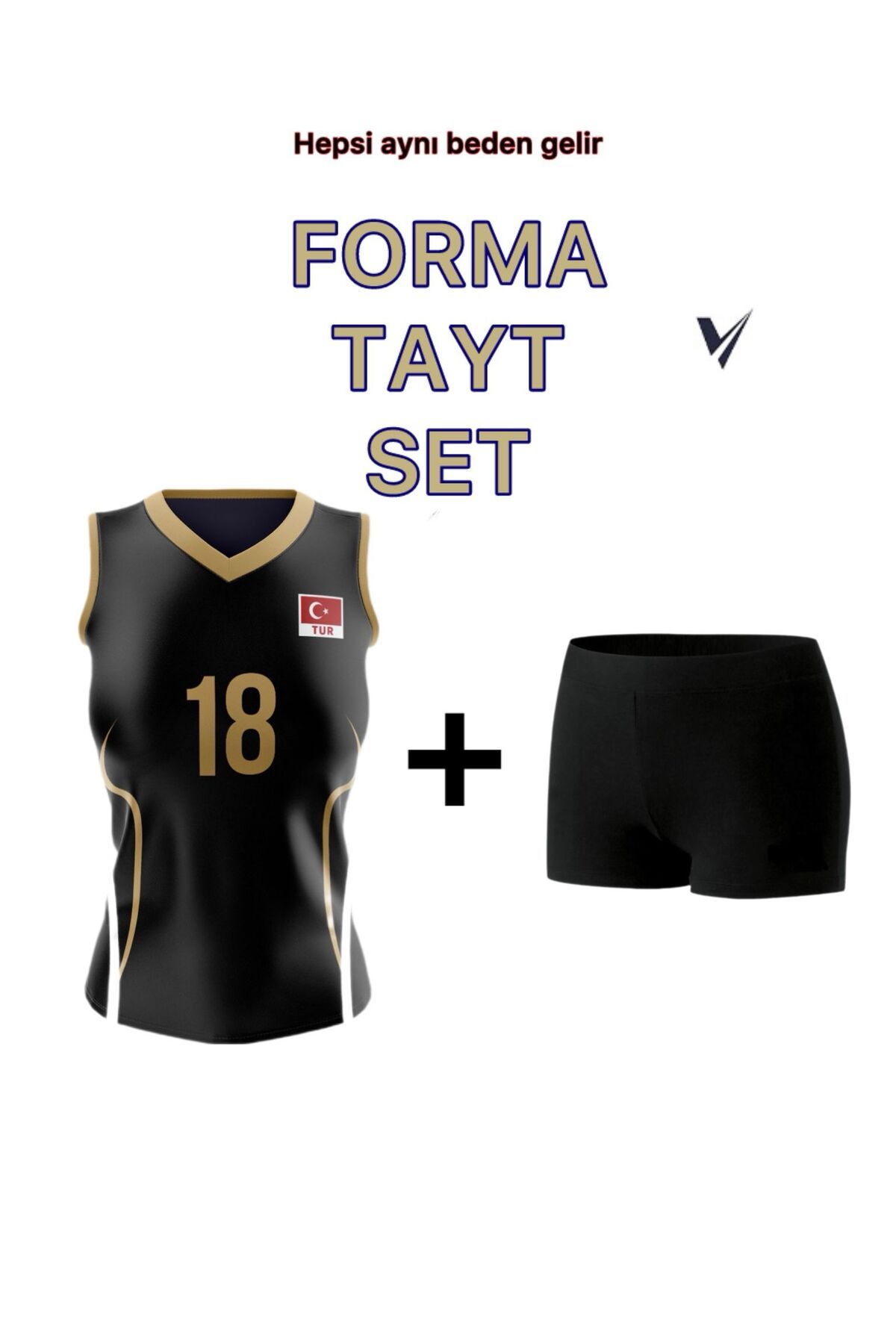 FormaVole Voleybol Forma Tayt Seti 1 Adet Voleybol Taytı 1 Adet Forma Volleyball Siyah Set