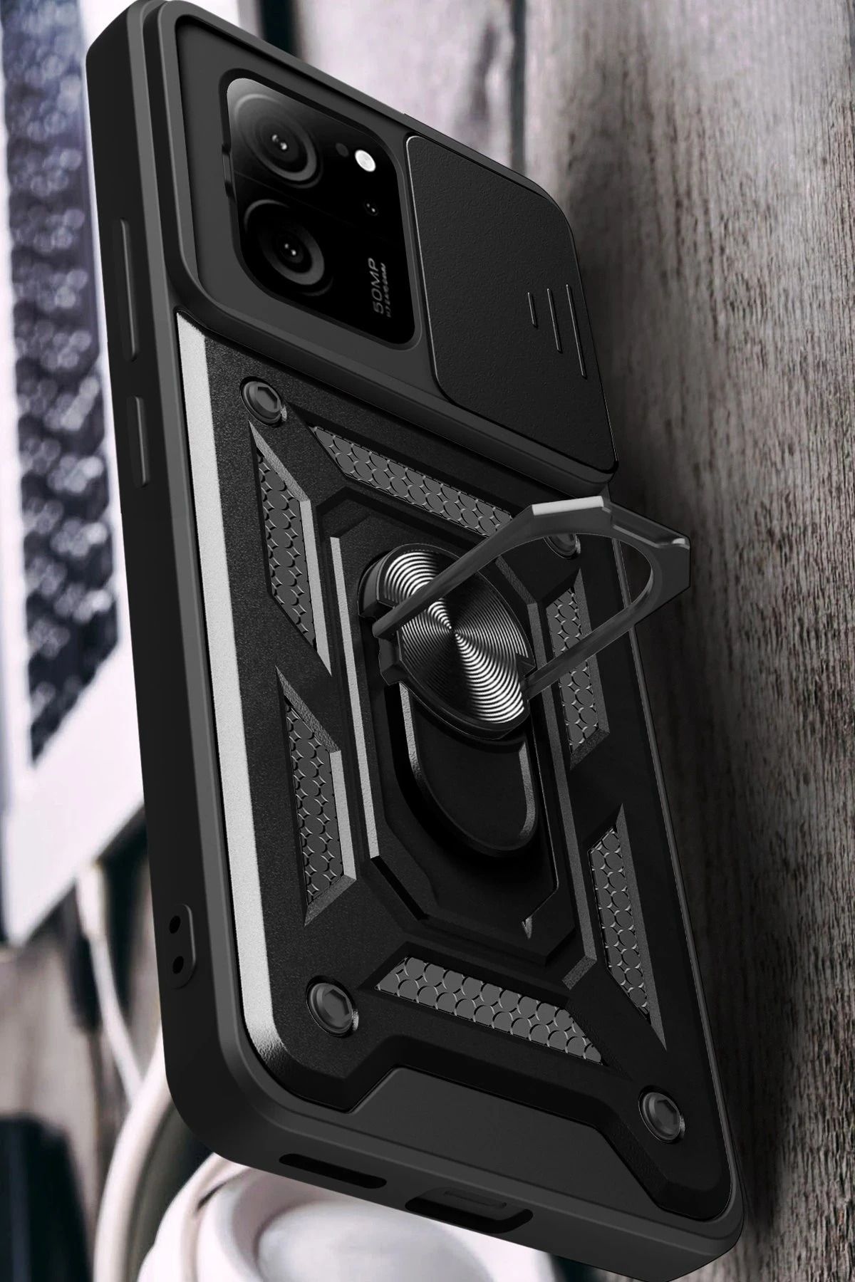 NewFace Xiaomi Mi 13T Pro Kılıf Pars Lens Yüzüklü Silikon - Kırmızı SVLRS