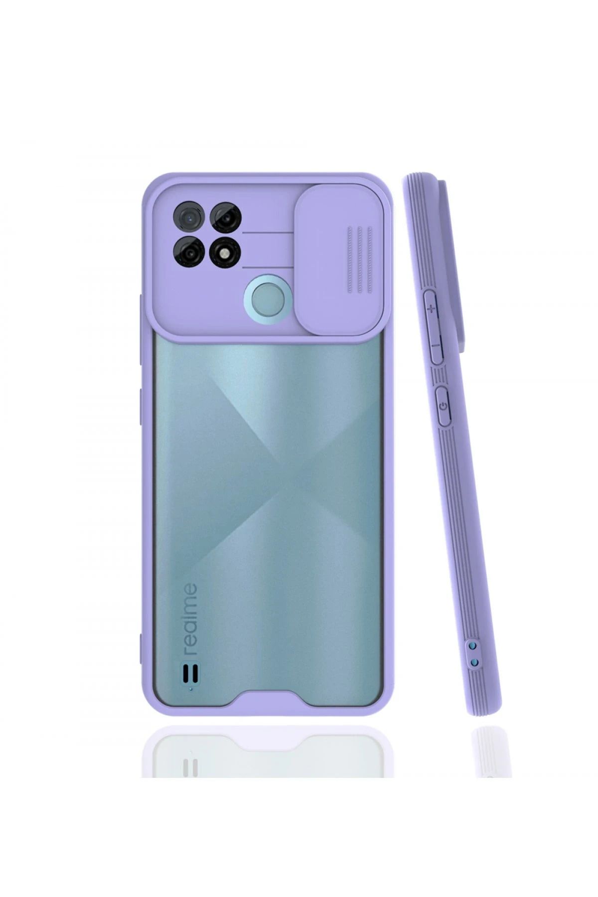 NewFace Realme C21 Kılıf Platin Kamera Koruma Silikon - Lila SVLRS