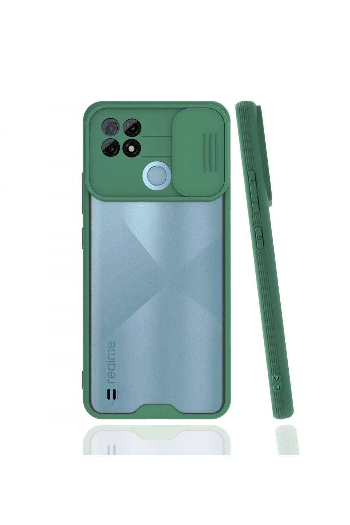 NewFace Realme C21 Kılıf Platin Kamera Koruma Silikon - Yeşil SVLRS