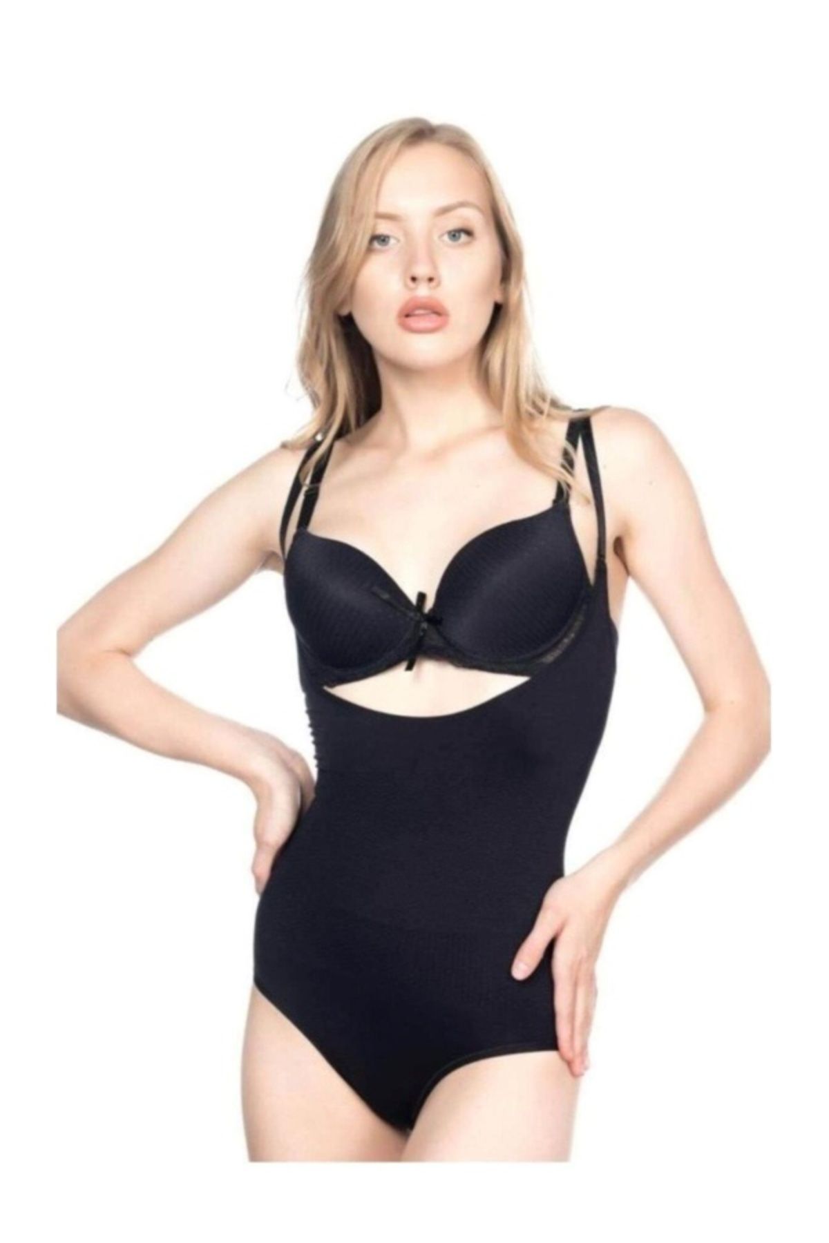 kapsulavm SİYAH MI Emay 2811 Göğsü Açık Slip Boy Lazer Korse