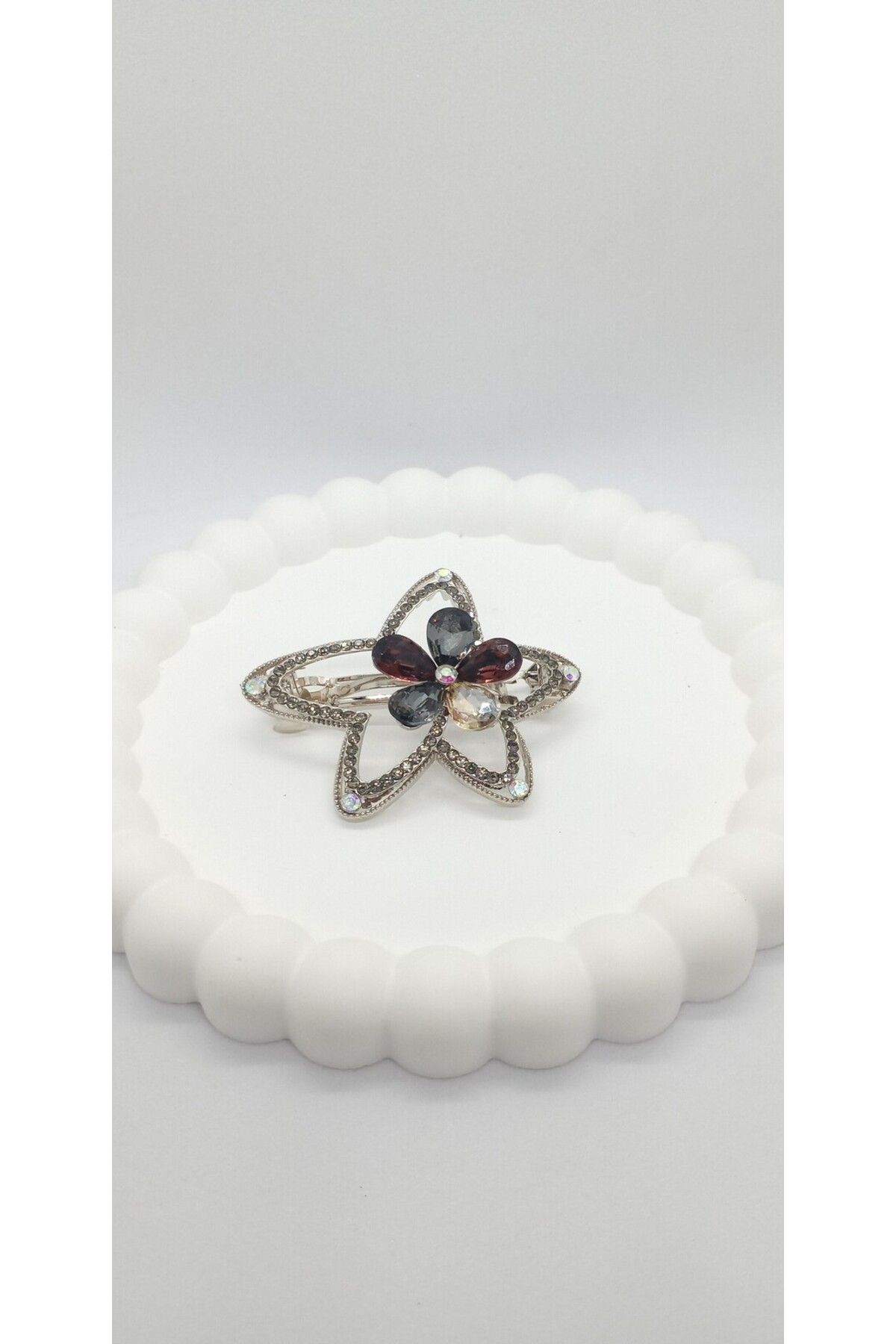 ndjewelry Çiçek Desen Taş Detaylı Yıldız Çıtçıt Toka