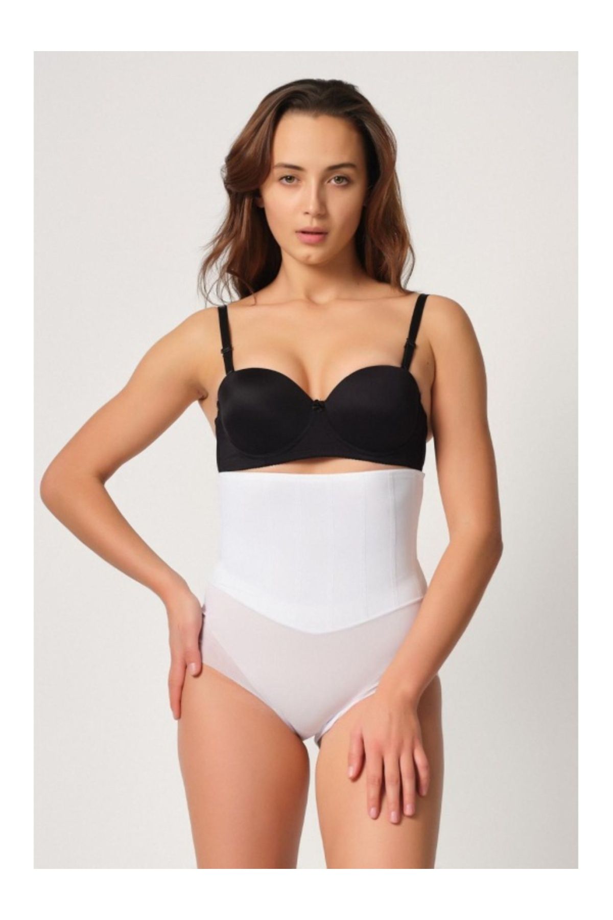 kapsulavm BEYAZ MI Emay 2945 Tül Karyokalı Slip Lazer Korse