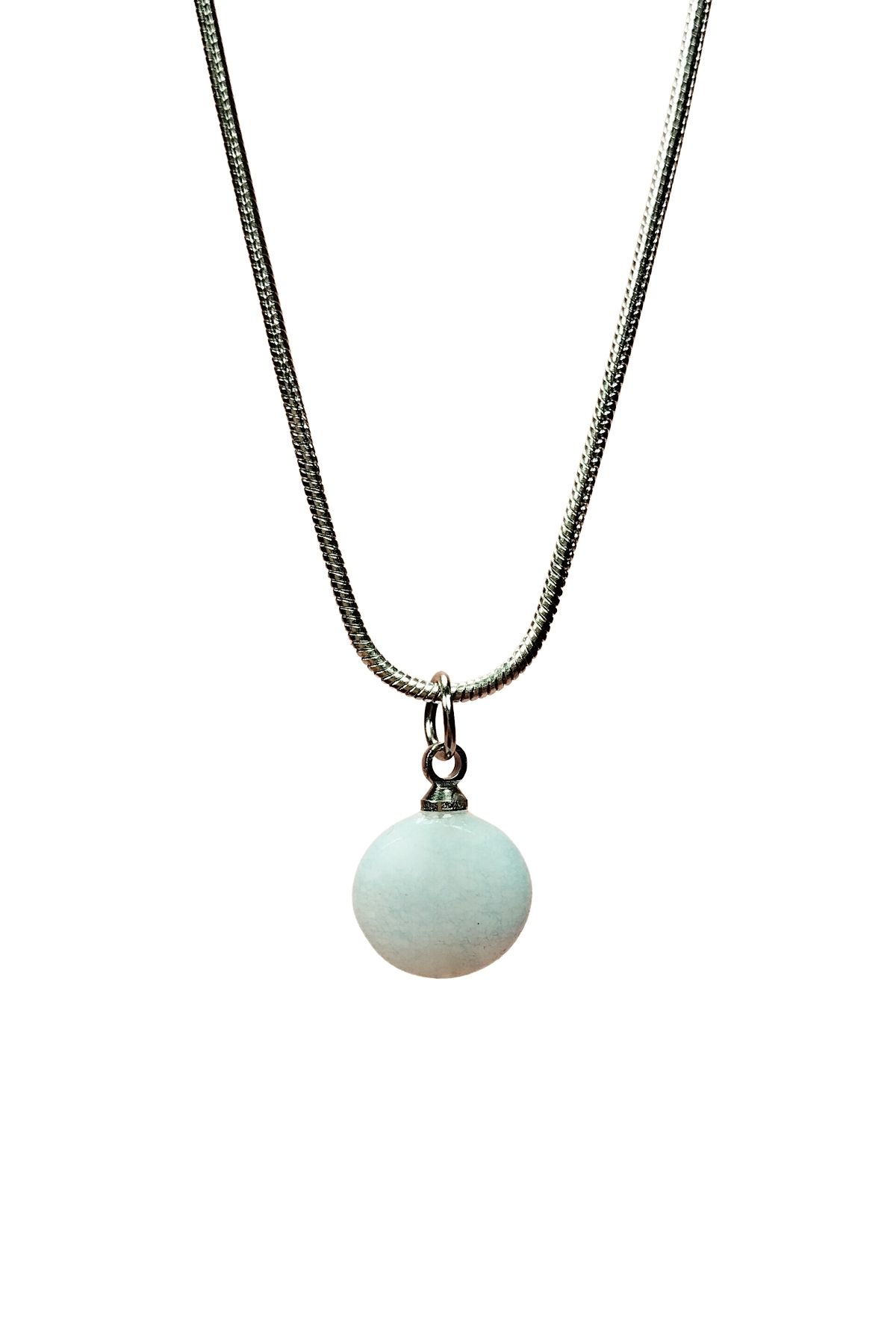 Shop58 Kalsedon Doğal Taşı Zincirli El Yapımı Kolye Uç: 1,5 cm Zincir: 20 cm Kutulu