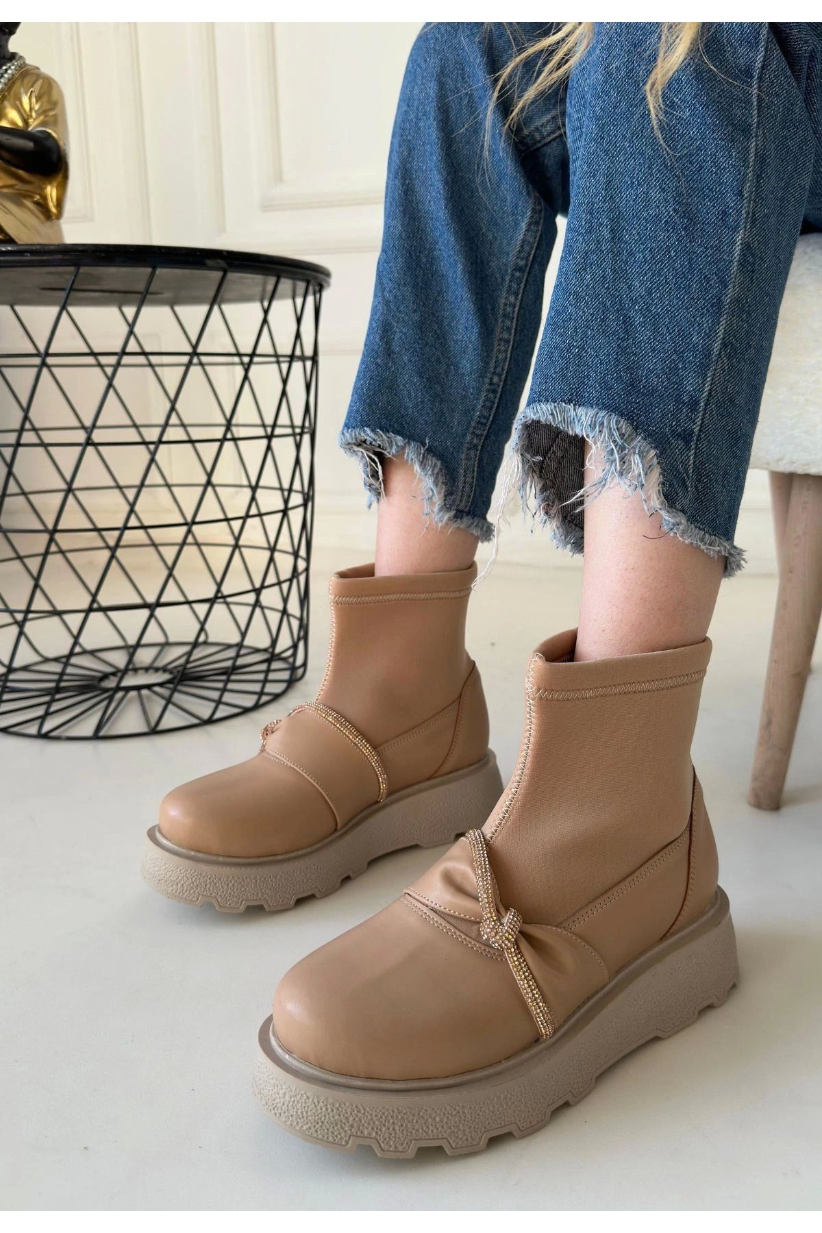 Shop58 Dewn Nude Cilt Topuklu Bot