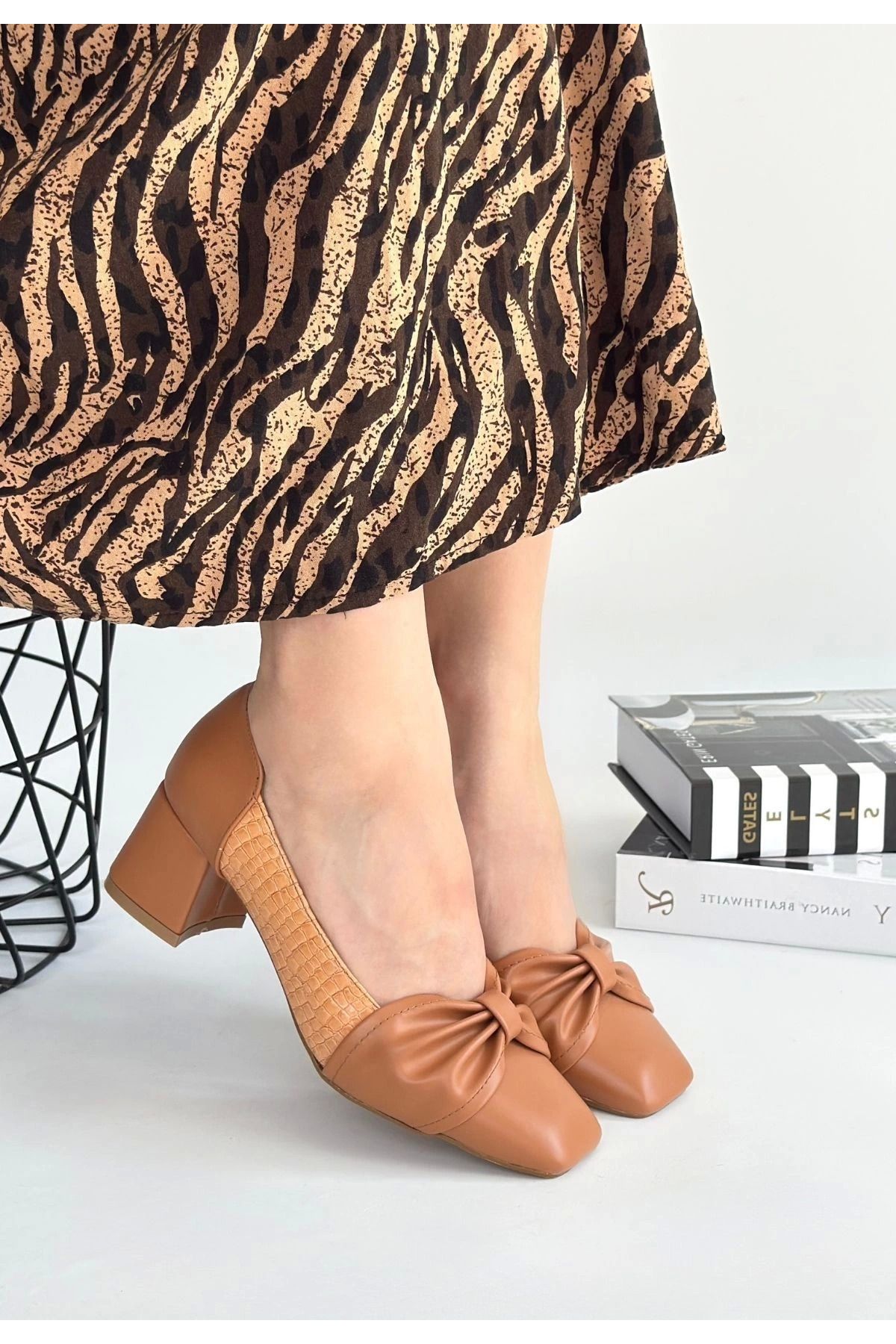 Shop58 Agnet Taba Cilt Topuklu Ayakkabı