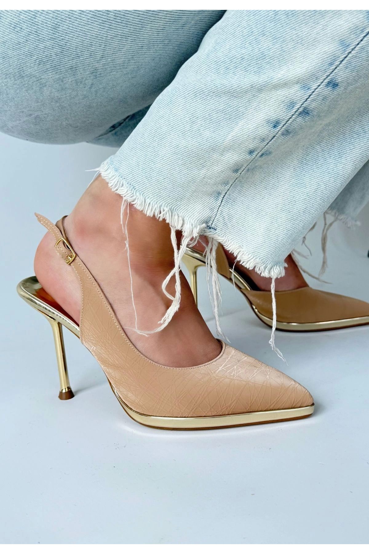 Shop58 Kalyt Nude Cilt Topuklu Ayakkabı