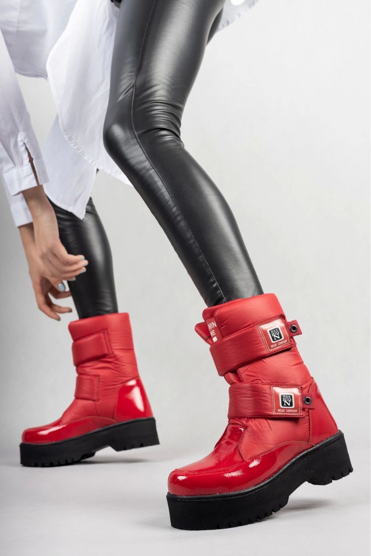 Shop58 Miah Kırmızı Rugan Kar Bot
