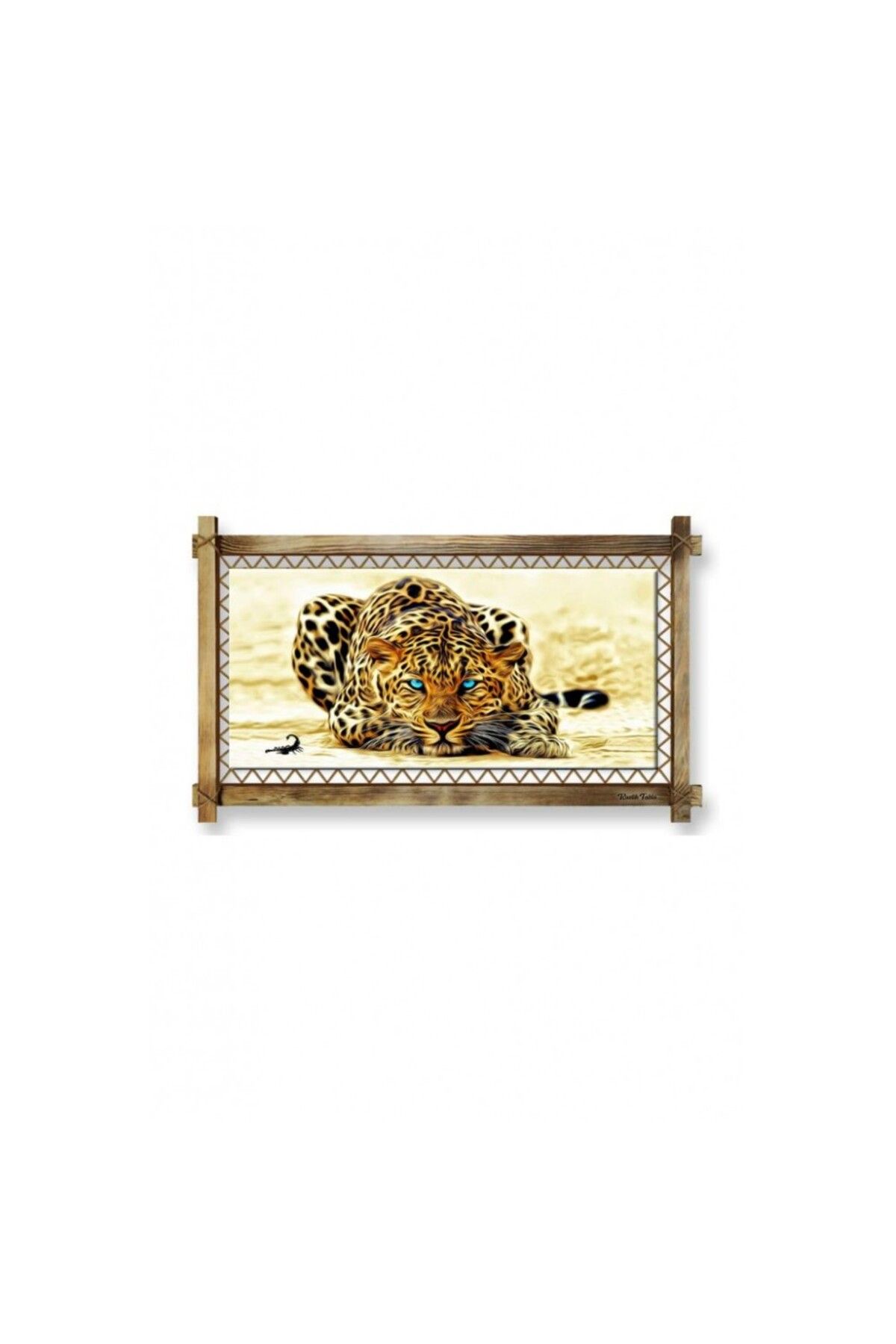 OK AKSESUAR Kanvas Leopar Led Işıklı Rustik Tablo