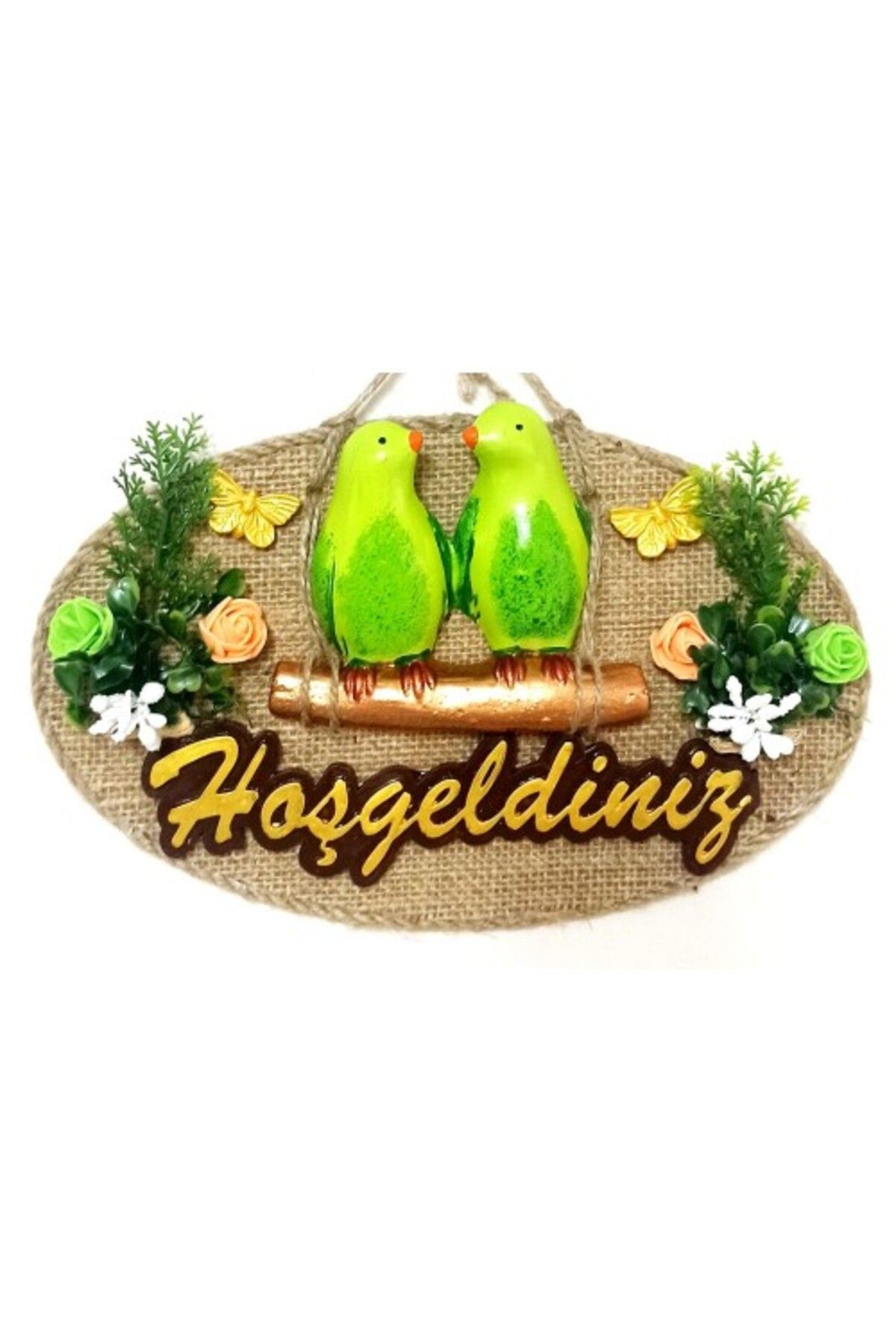 Shop58 Yeşil Kuşlu Hoşgeldiniz Yazılı Kapı Süsü