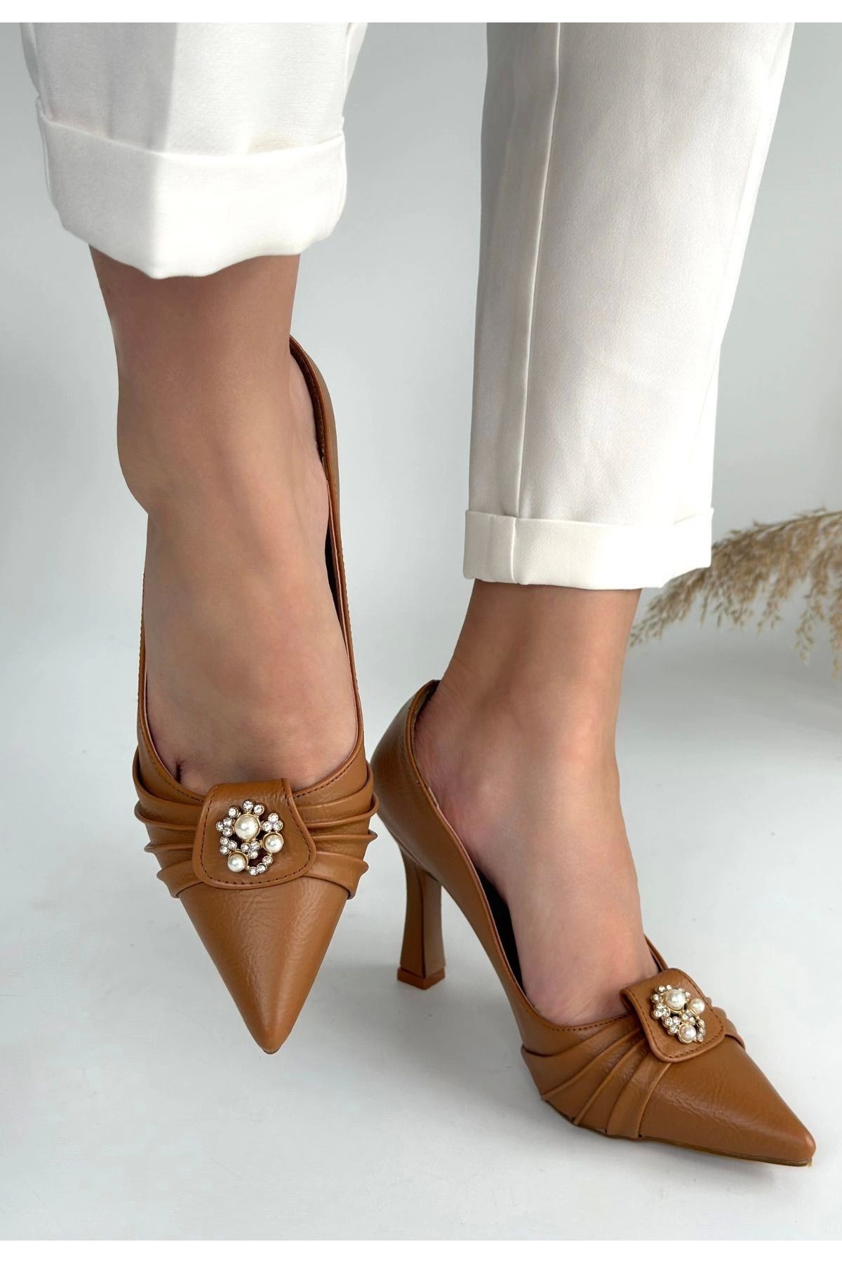 Shop58 Luney Nude Cilt Topuklu Ayakkabı