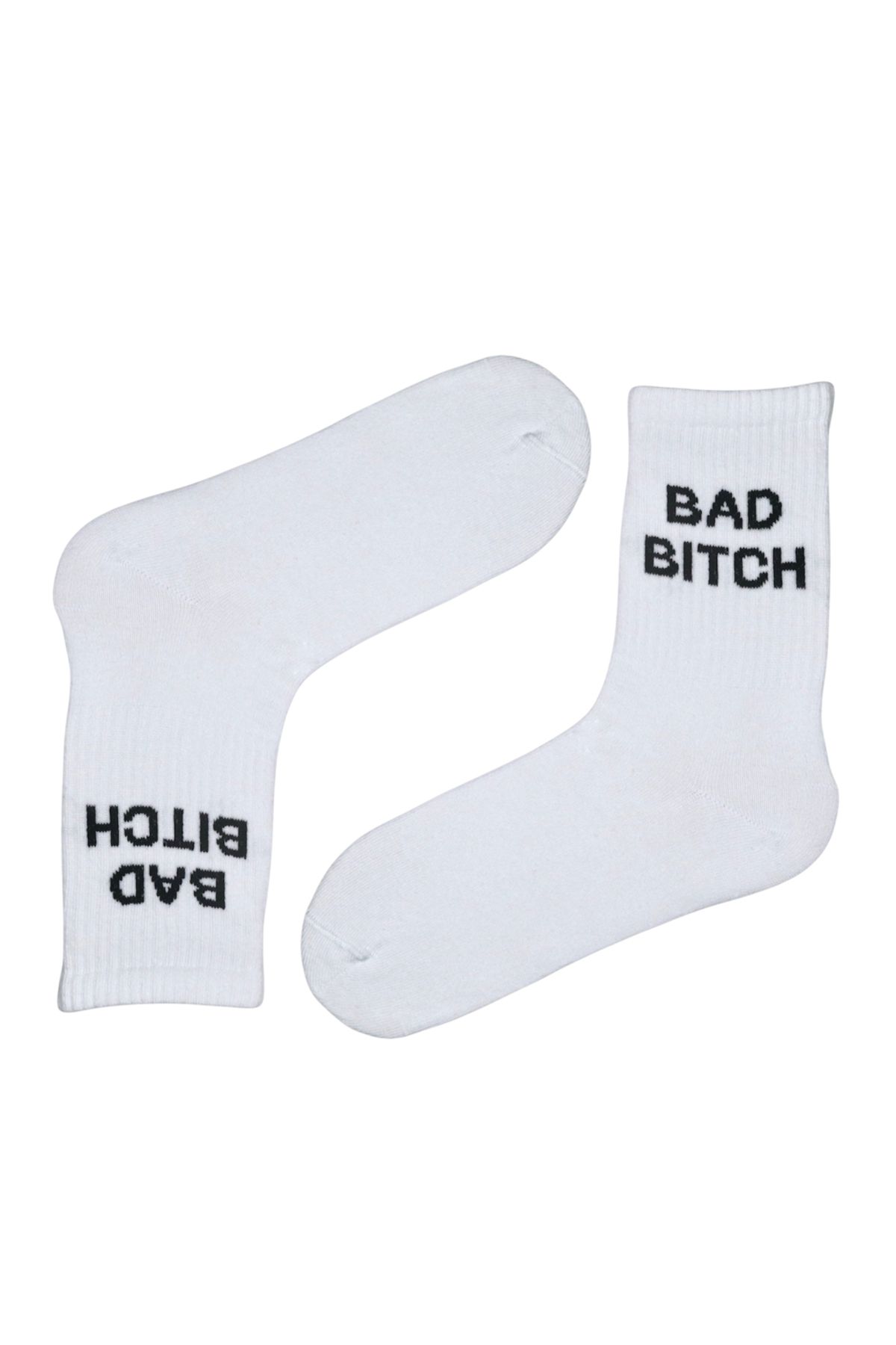MiaSocks Beyaz Bad-B*tch Desenli Çorap