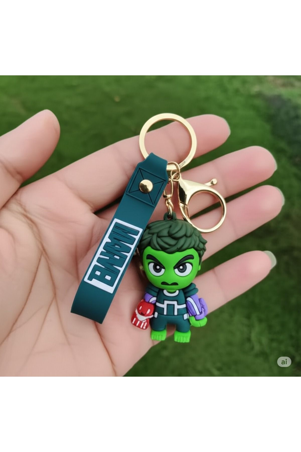 Mimi Aksesuar 3D Lüks Büyük Boy Marvel Hulk Yeşil Dev Slikon Anahtarlık Ve Çanta Aksesuarı