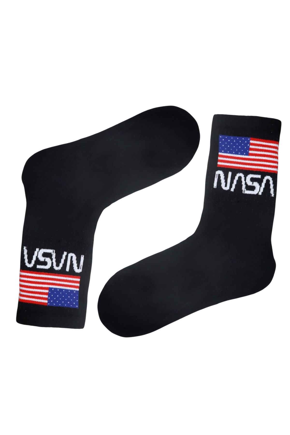MiaSocks Siyah NASA Amblem Desenli çorap