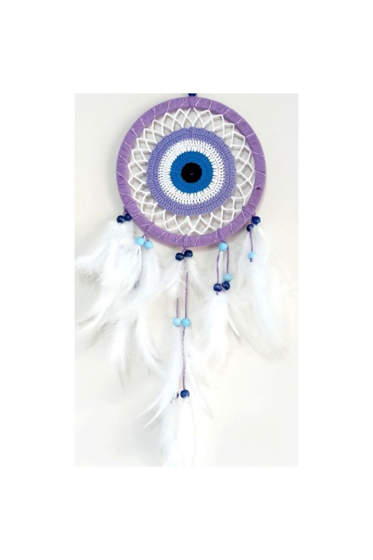 Shop58 Nazar Boncuğu Motifli Lila Rengi Dream Catcher Düş Kapanı Duvar Süsü