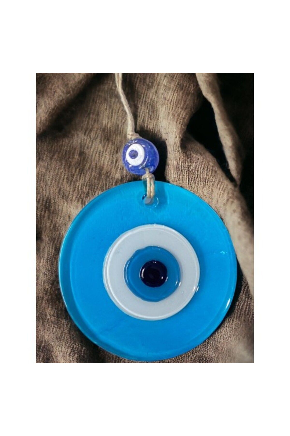 Shop58 Şeffaf Mavi Nazar Boncuklu Duvar Süsü 10 Cm Cam Duvar Dekoru