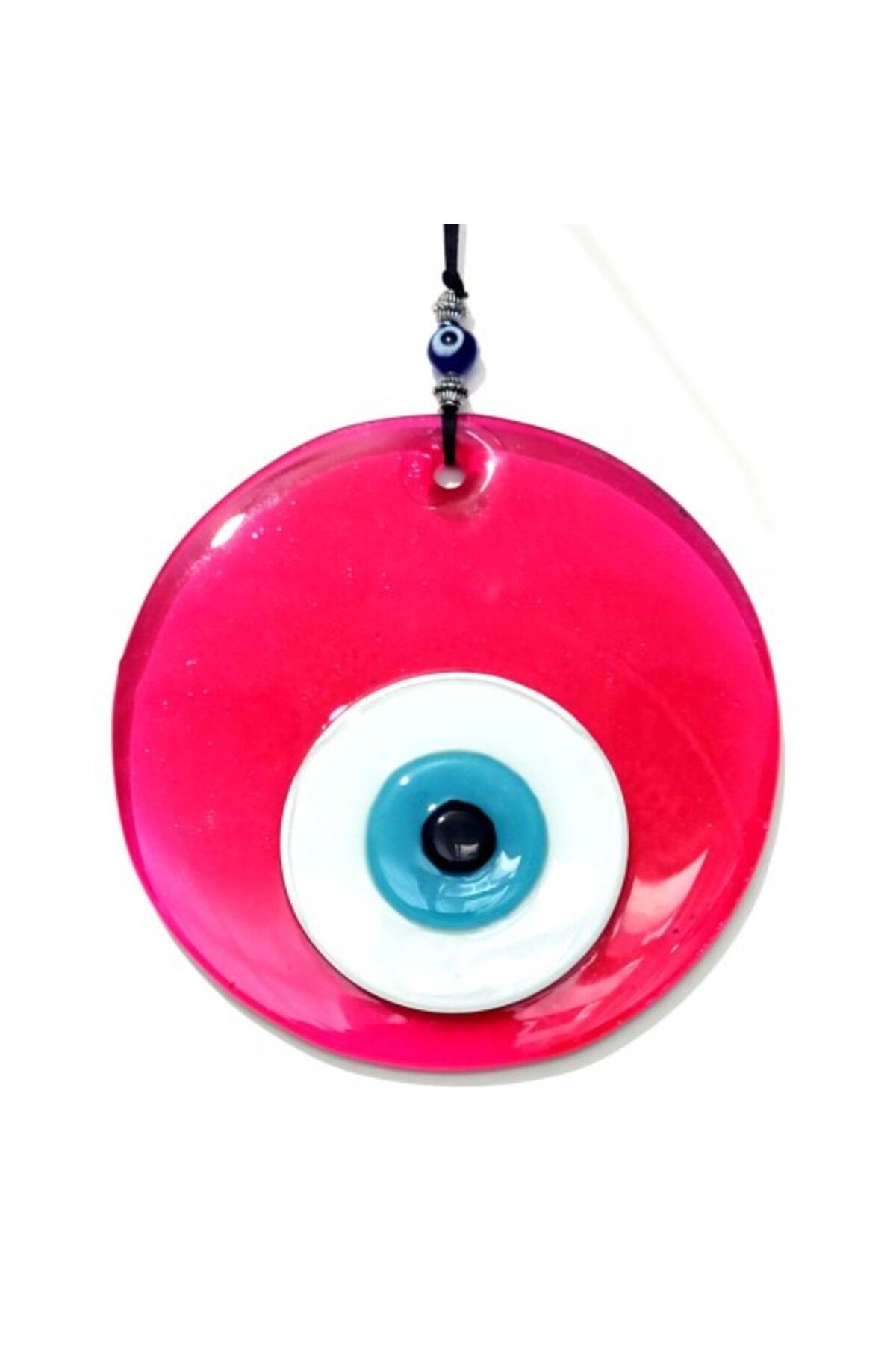 Shop58 Şeffaf Pembe El Yapımı Cam Nazar Boncuklu Duvar Dekoru