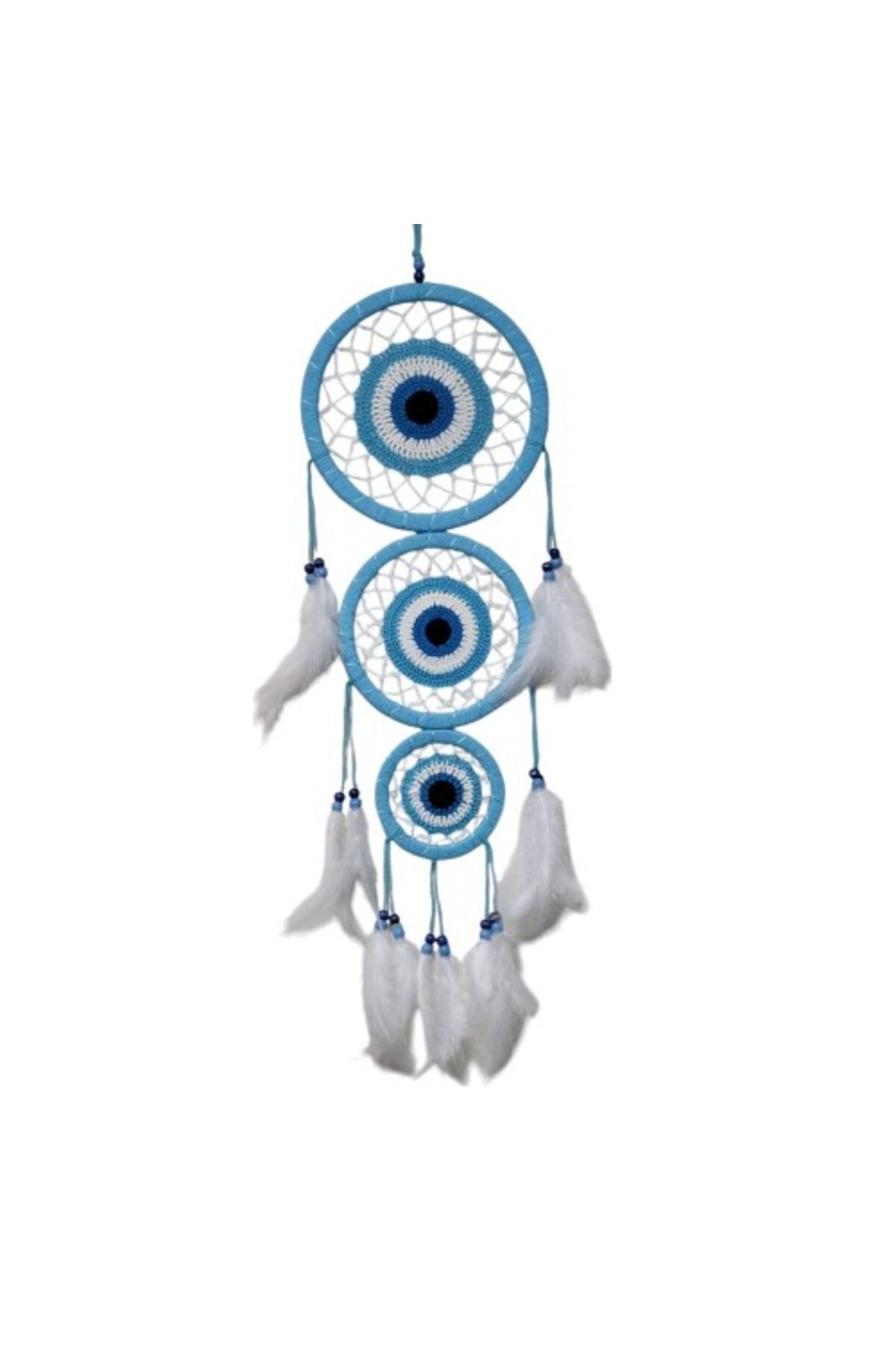 Shop58 Nazar Motifli Üç Çemberli Turkuaz Duvar Dekoru