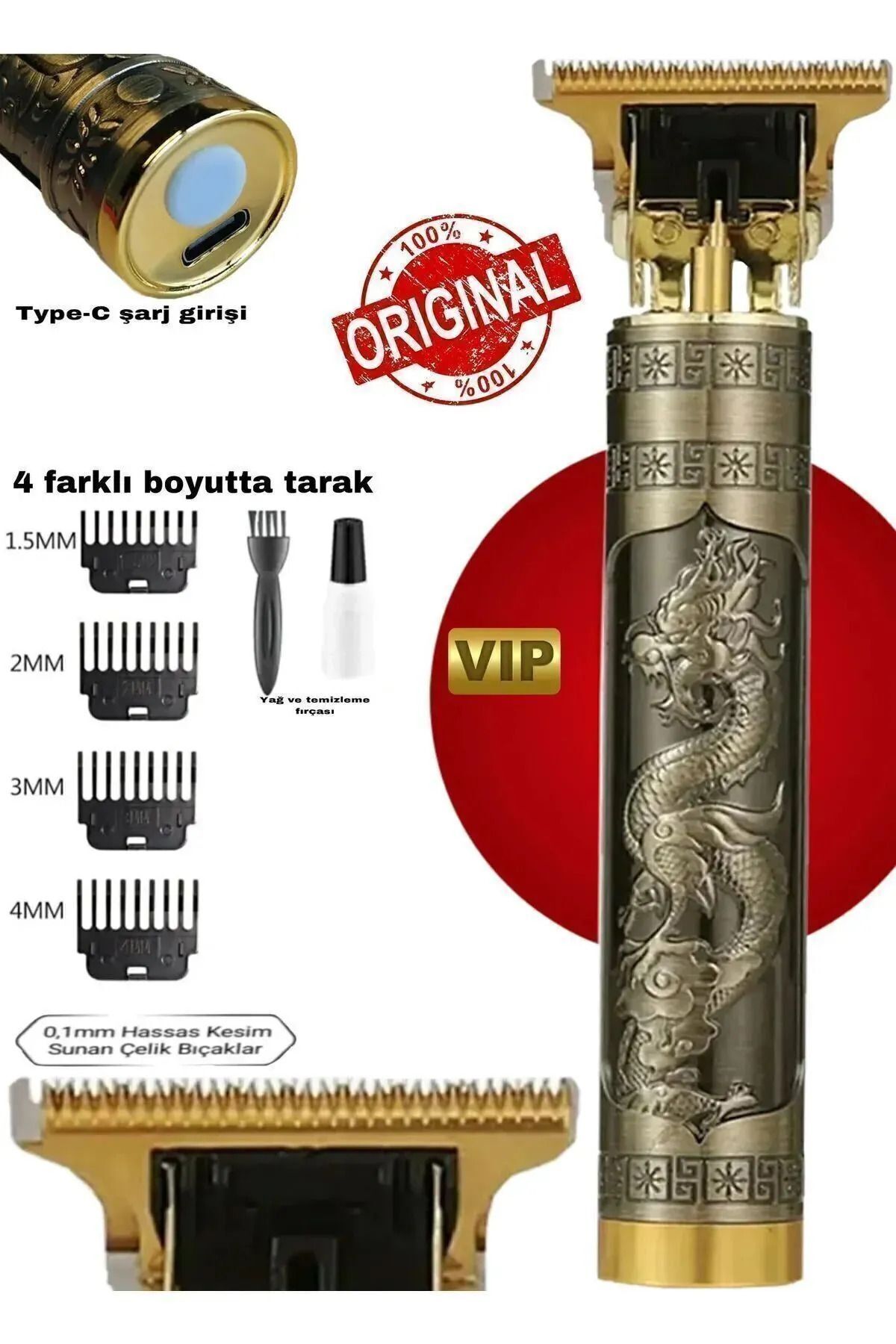collazer Profesyonel N-1524 Saç Sakal Ense Çizim Tüm Vücut Tüyü Lazer Öncesi Tıraş Makinesi
