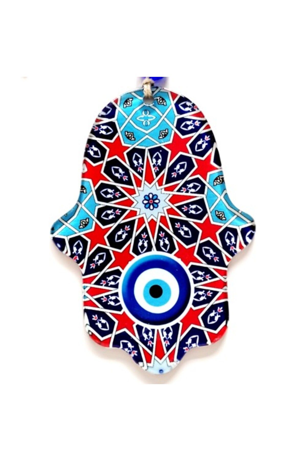 Shop58 Yıldız Ve Nazar Boncuğu Desenli Fatma Ana Bereket Eli Füzyon Cam Duvar Süsü
