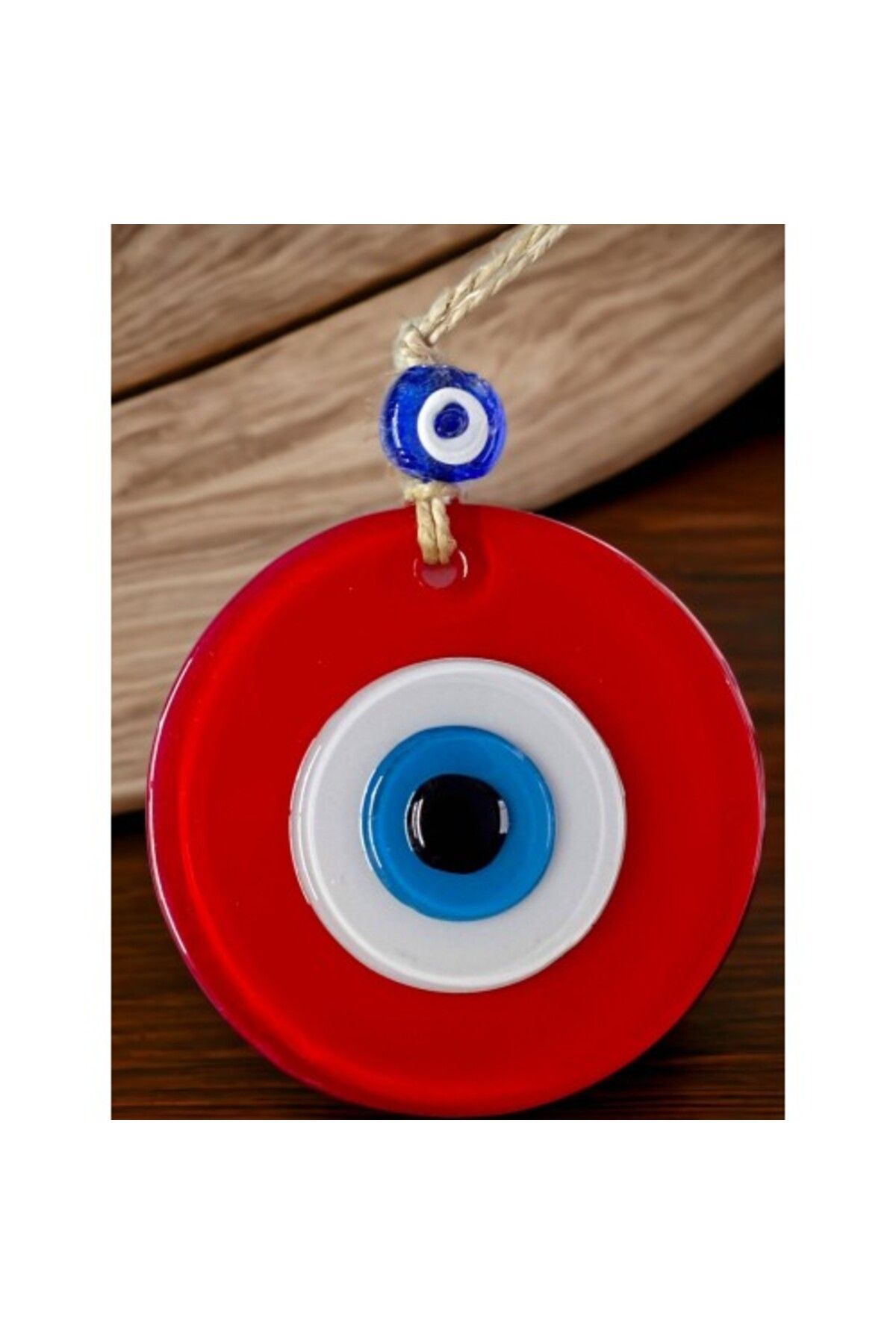 Shop58 Mini Boy Kırmızı Nazar Boncuklu Duvar Süsü 10 Cm Cam Duvar Dekoru