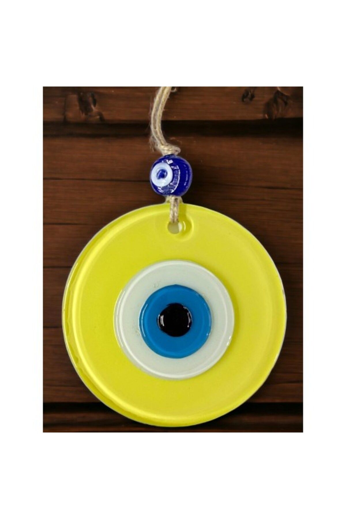 Shop58 Mini Boy Sarı Nazar Boncuklu Duvar Süsü 10 Cm Cam Duvar Dekoru