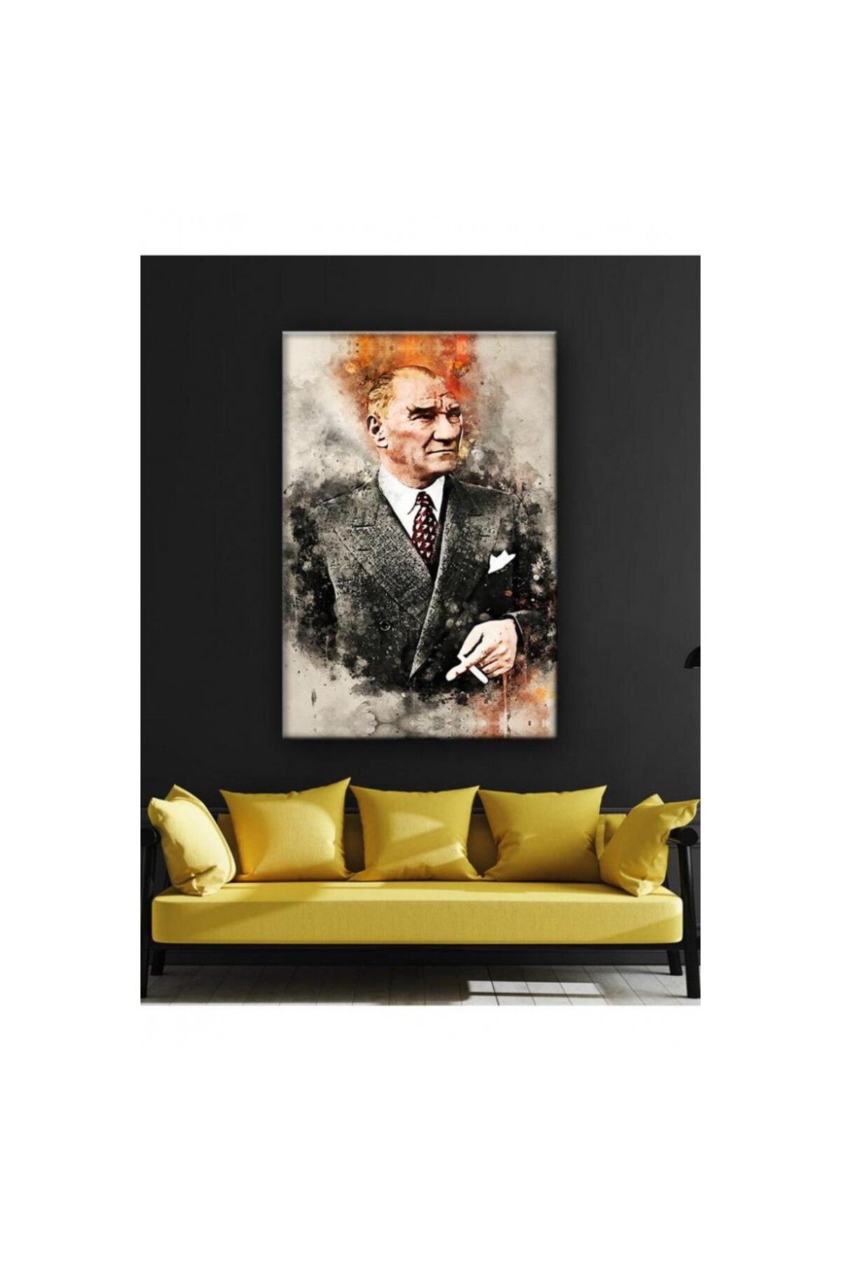 OK AKSESUAR Kanvas Tablo Mustafa Kemal Atatürk (Çok Şık) Led Işıklı